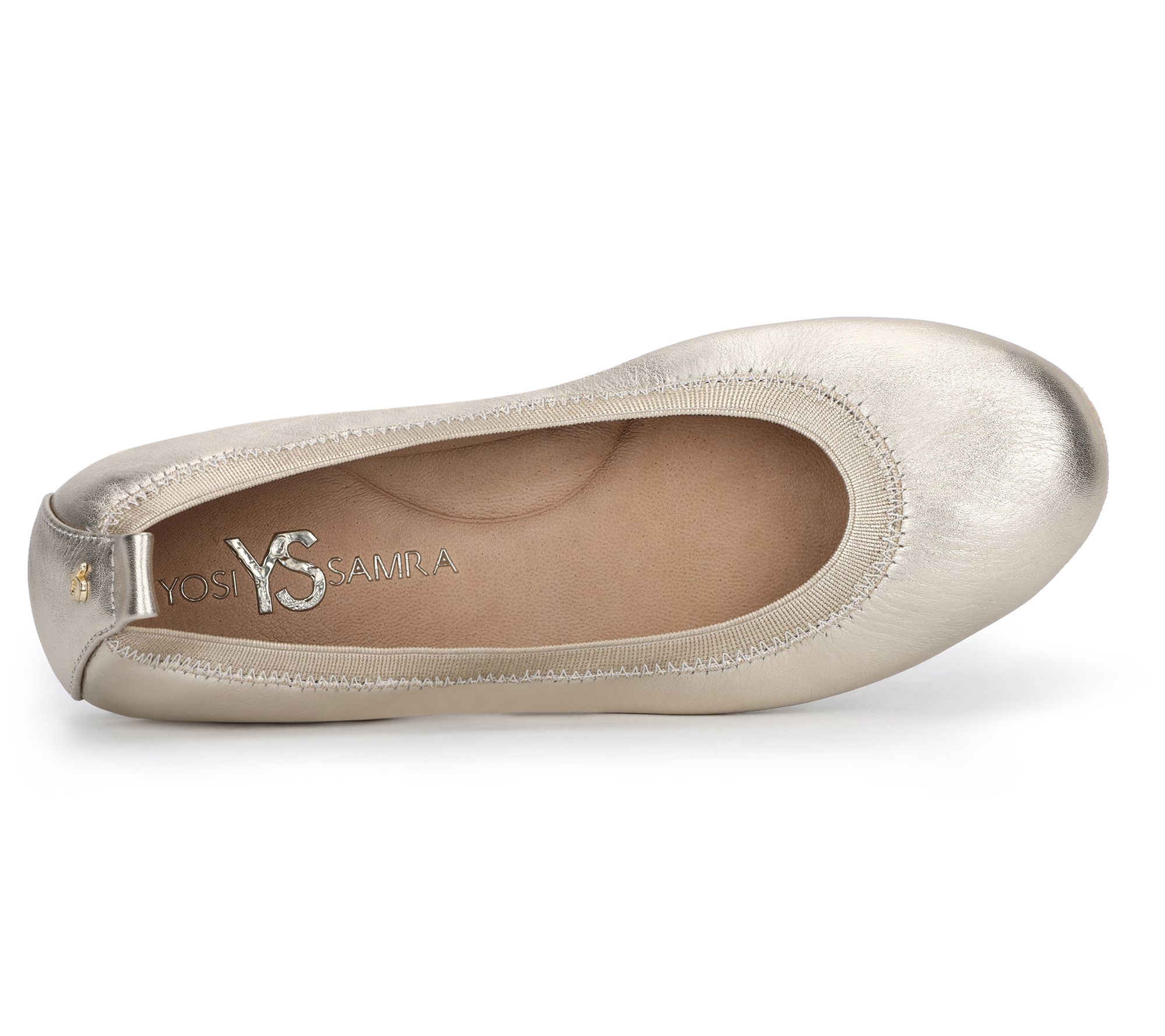 Yosi Samra Foldable Ballet Flat - Samara Metall ic Leather - QVC.com