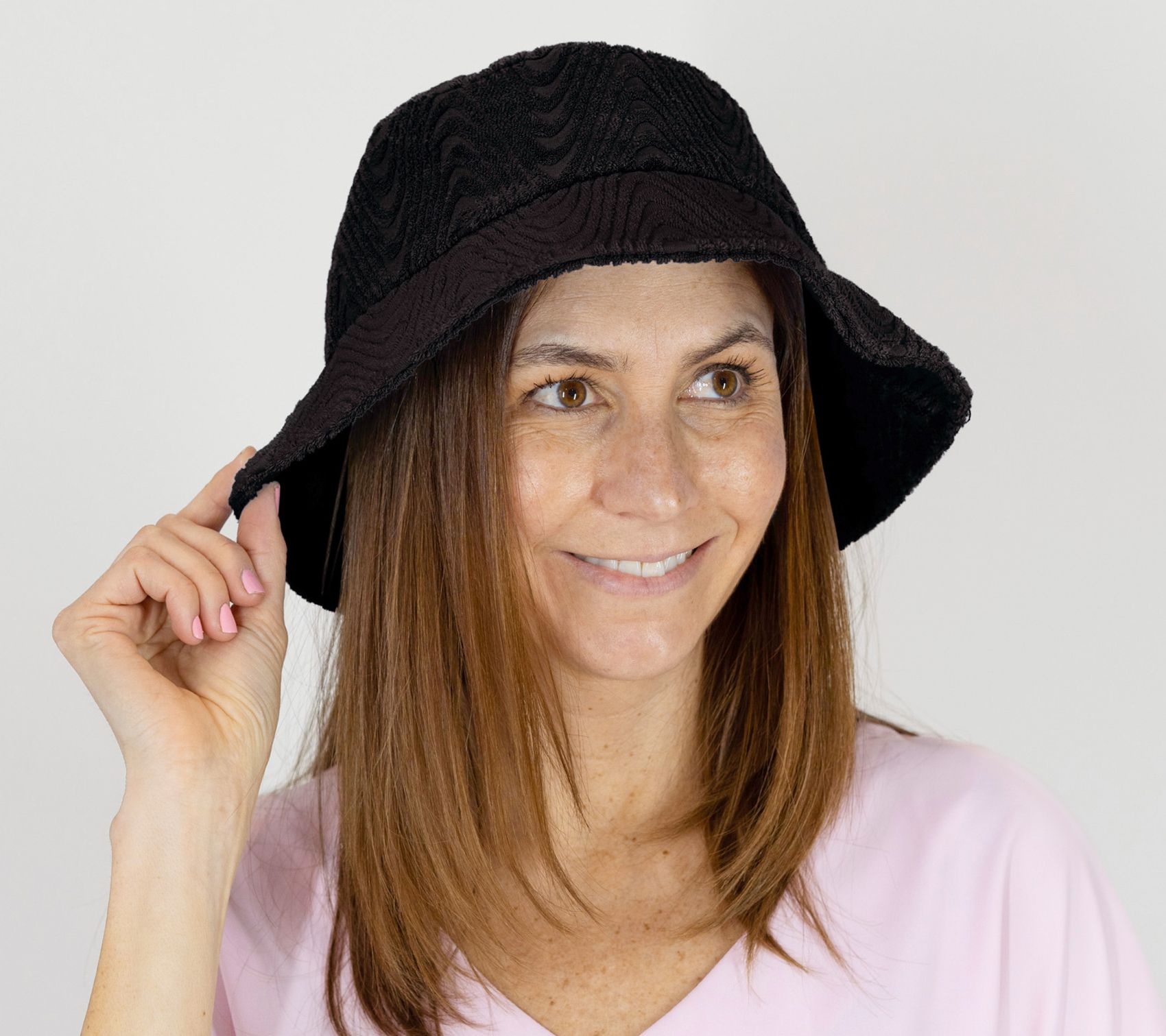 Sprigs Textured Terrycloth Bucket Hat w/ Adjustable Ribbon Tie