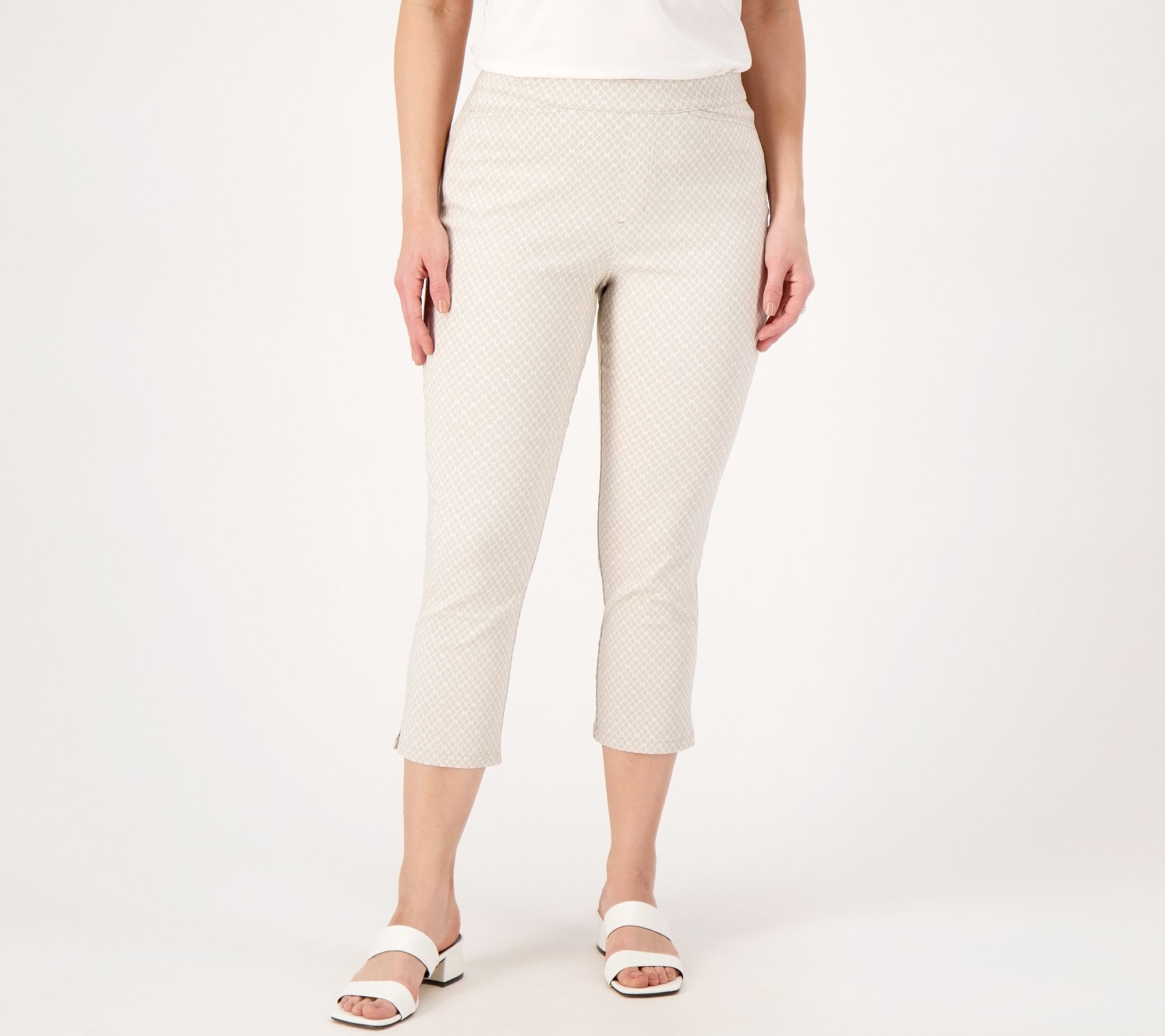 "As Is" Susan Graver Printed Petite Uptown Stretch Slim Leg Crop Pants