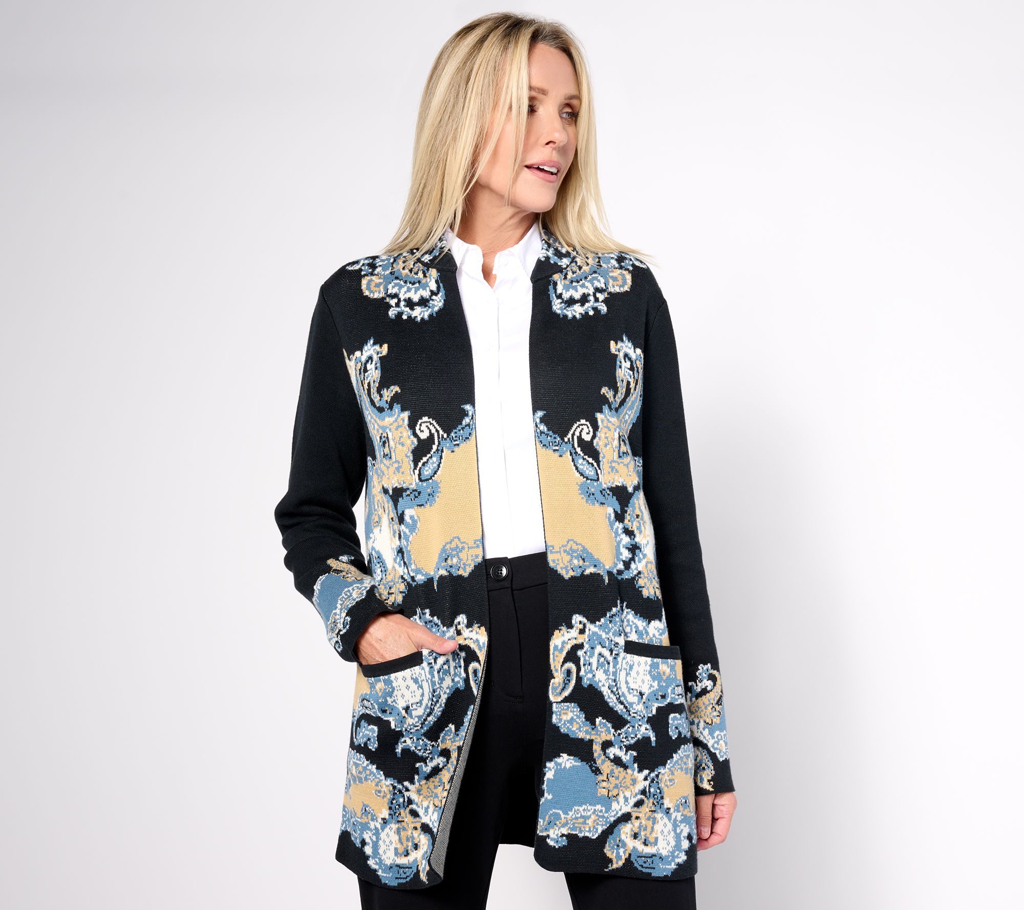 Susan Graver Regular Jacquard Sweater Duster