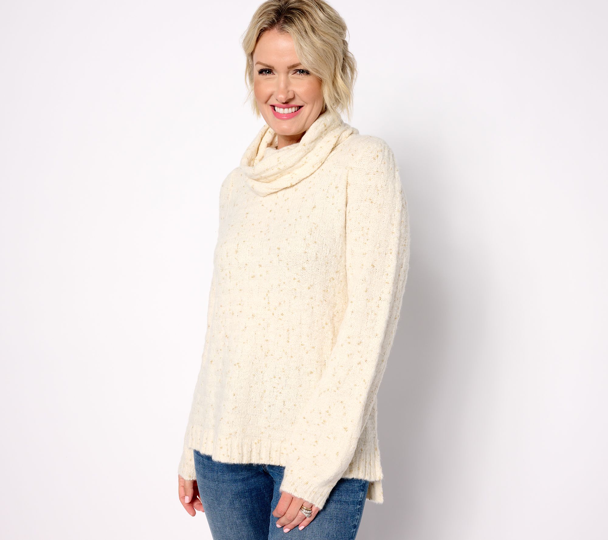 Denim & Co. Canyon Retreat Balloon Sleeve Turtleneck Sweater