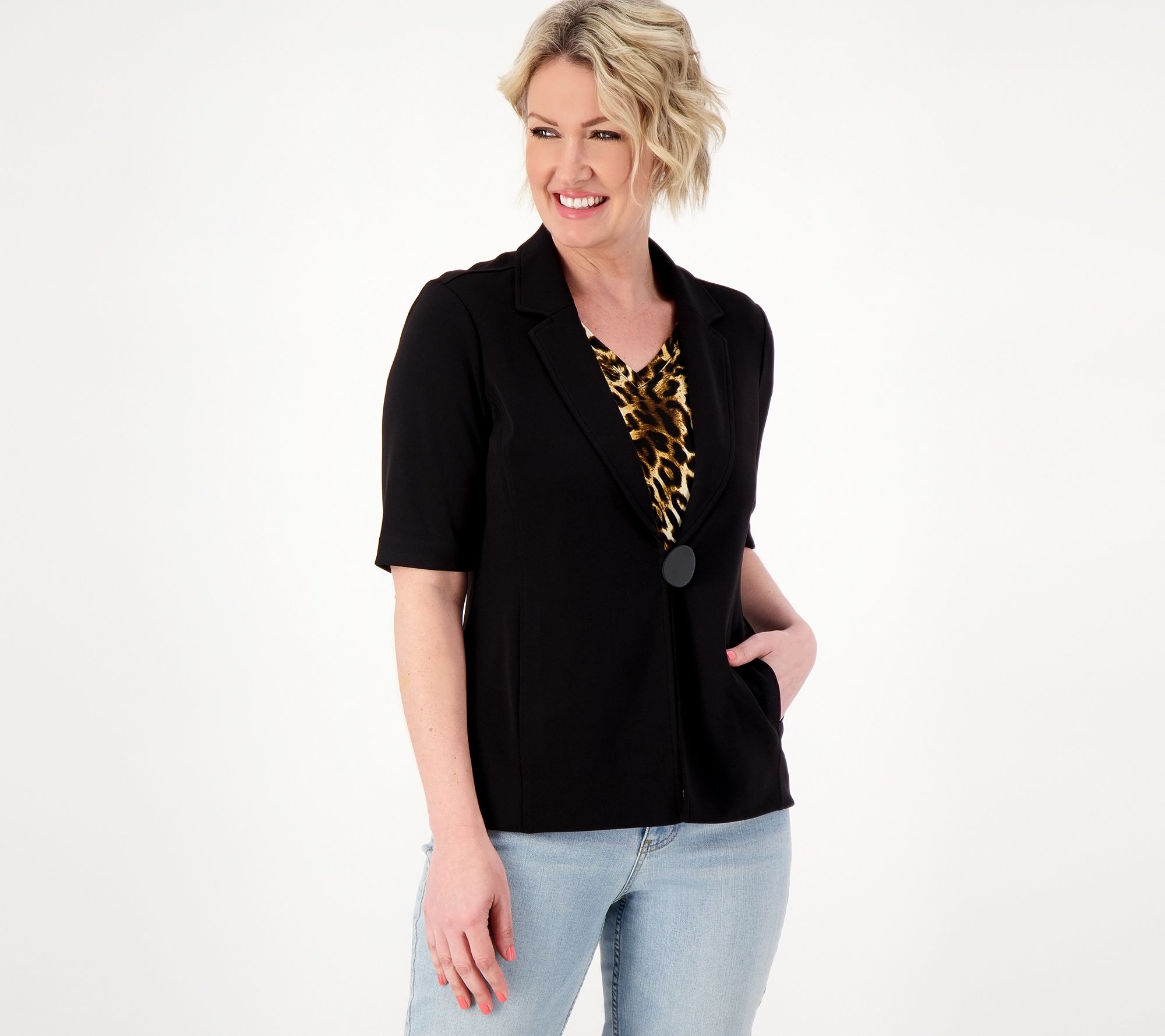 "As Is" GRAVER Susan Graver LK Fusion Elbow-Sleeve Blazer