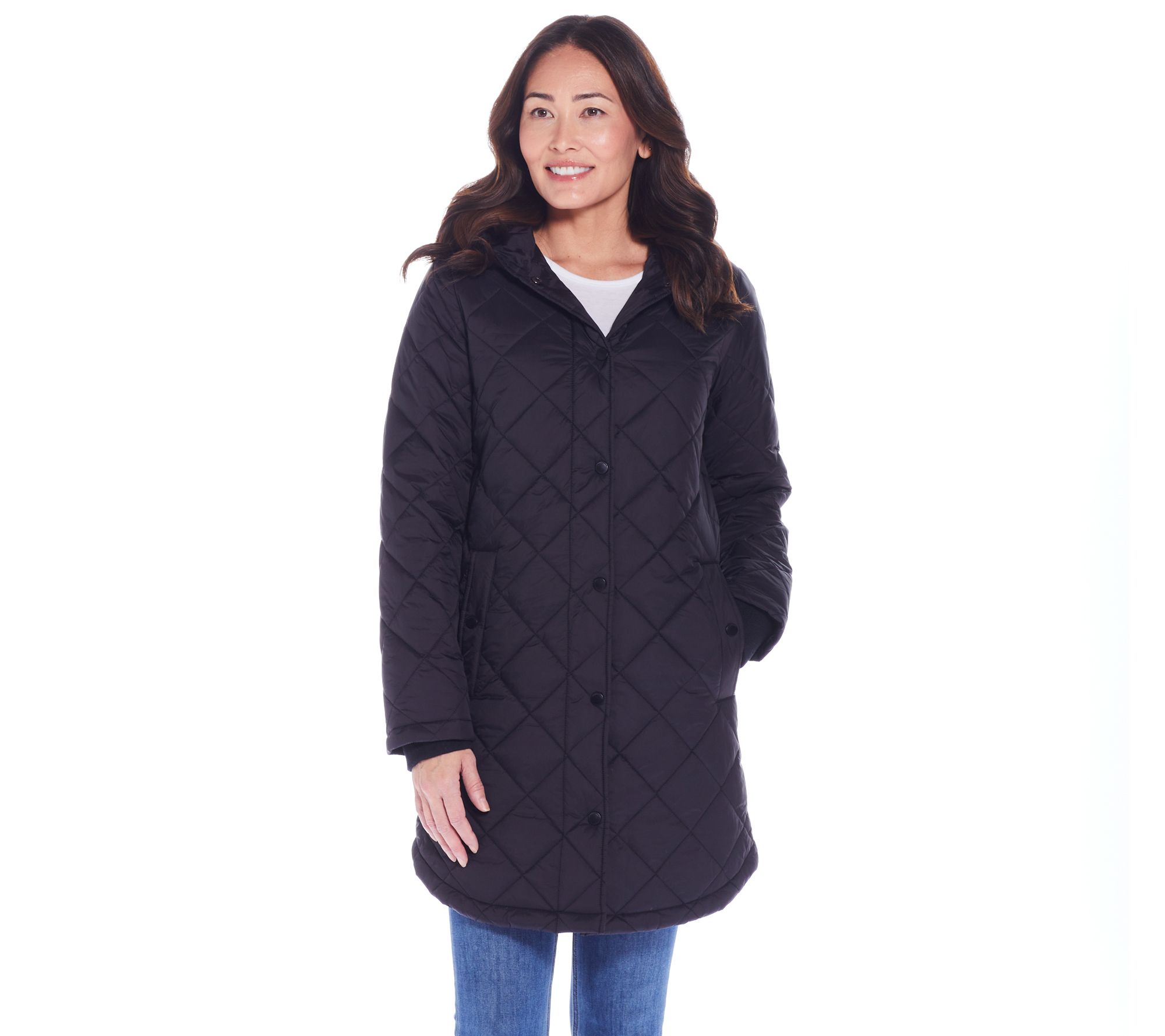 Weatherproof Hooded Diamond Quilted Coat