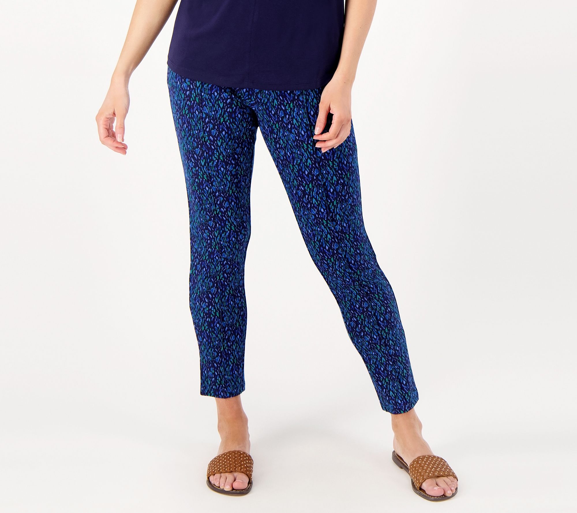 "As Is" Isaac Mizrahi Live! Regular Printed Ponte Knit Slim-Leg Pants