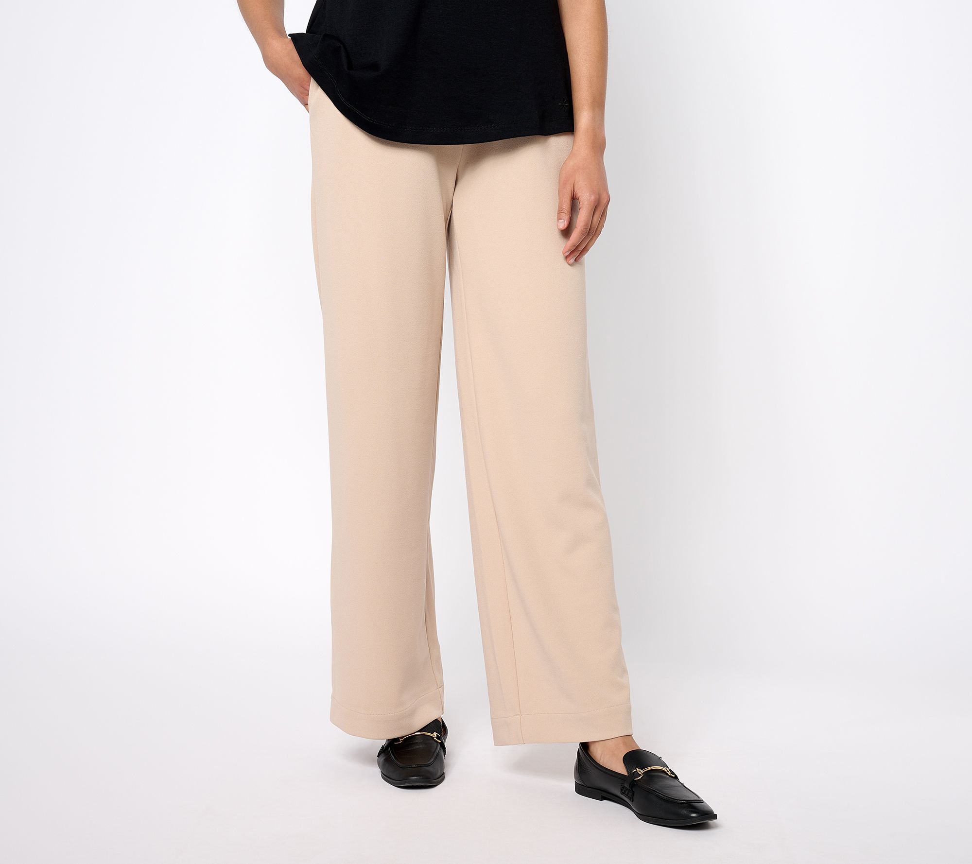 "As Is" Dennis Basso Regular Luxe Knit Wide Leg Pants