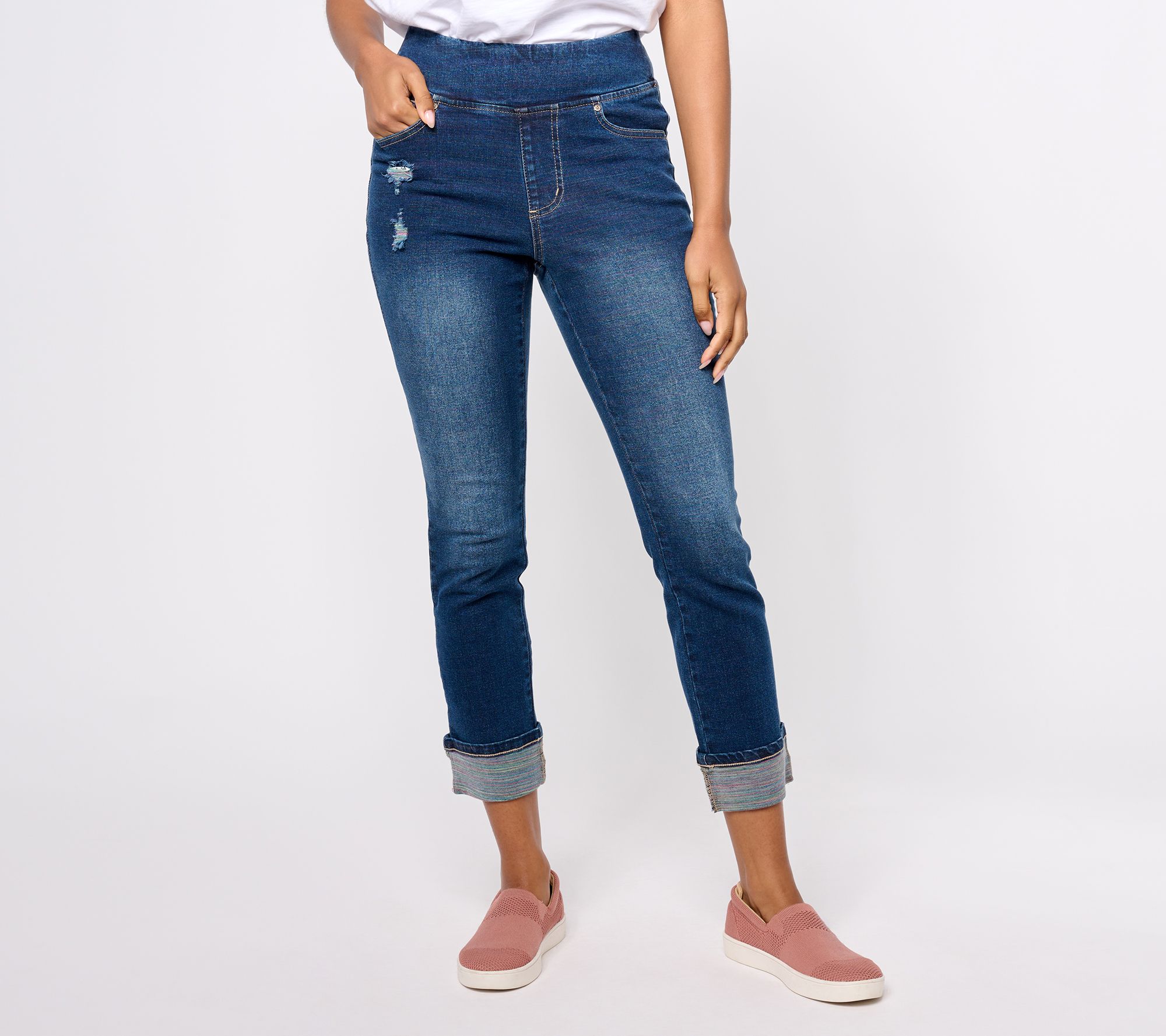 "As Is" Belle Boho by Kim Gravel Regular Rainbow Distressed Jean