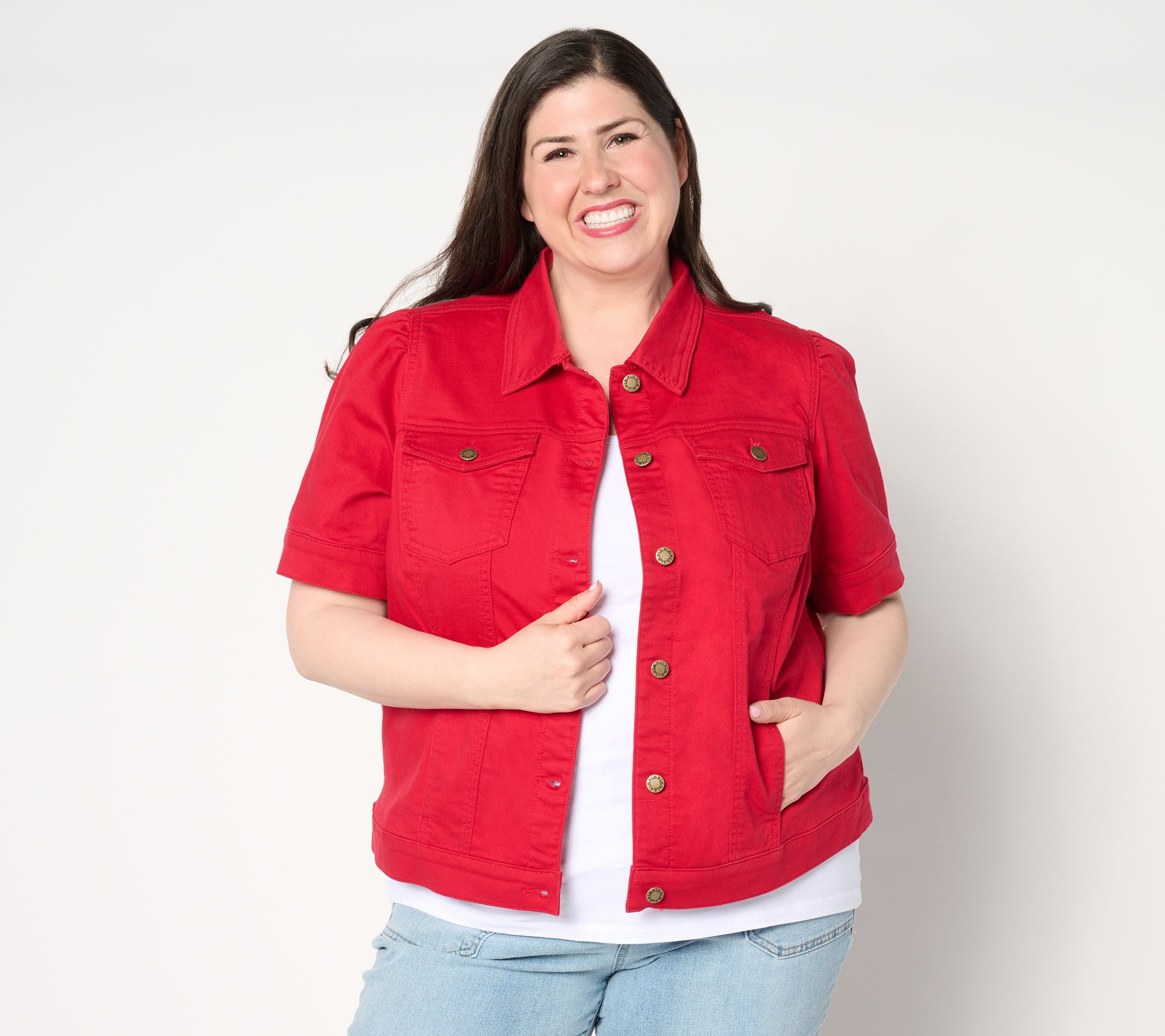 Belle by Kim Gravel Elbow Sleeve Jean Jacket