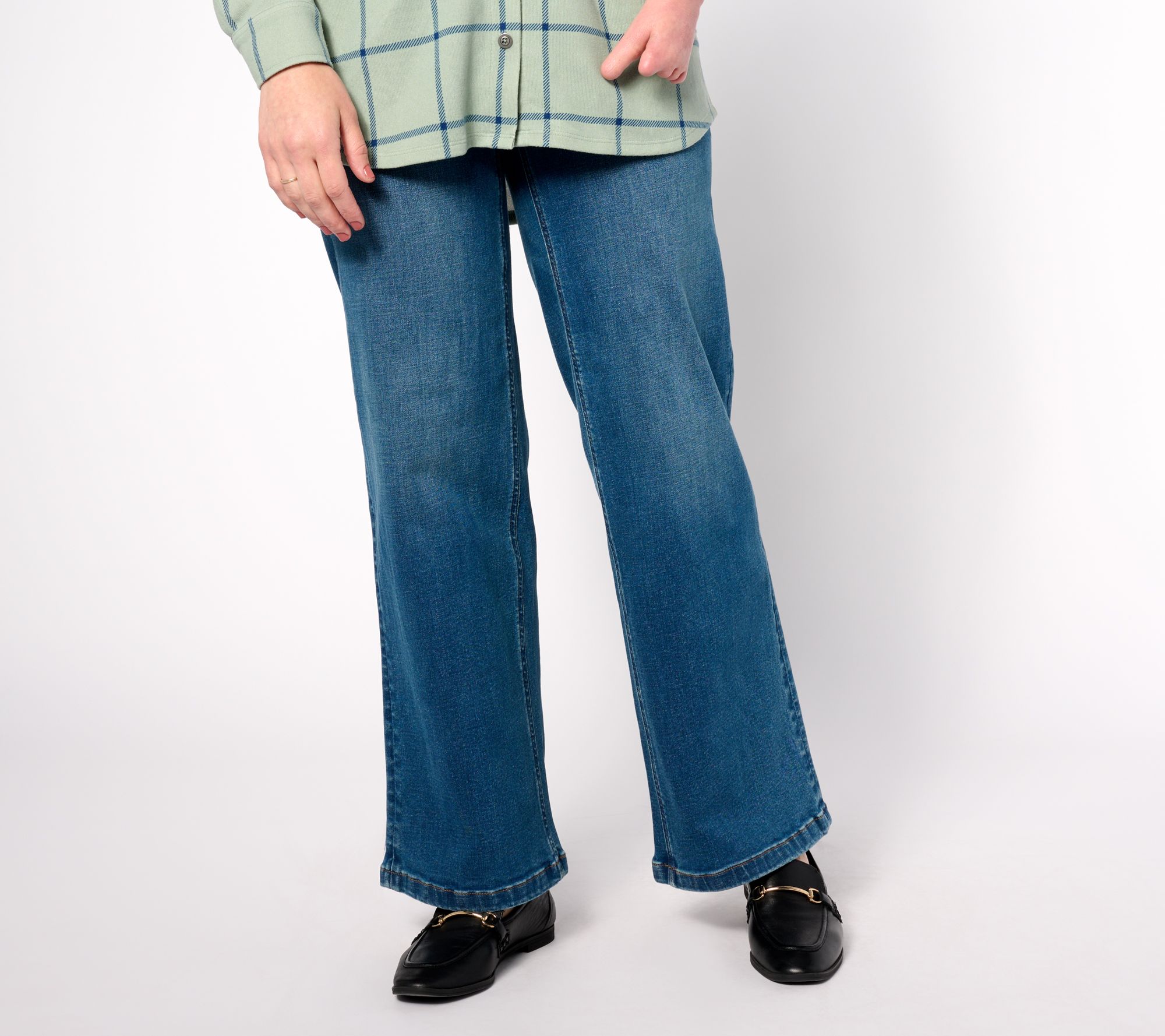 "As Is" Denim & Co. Adaptive Easy Stretch Wide Leg Jean