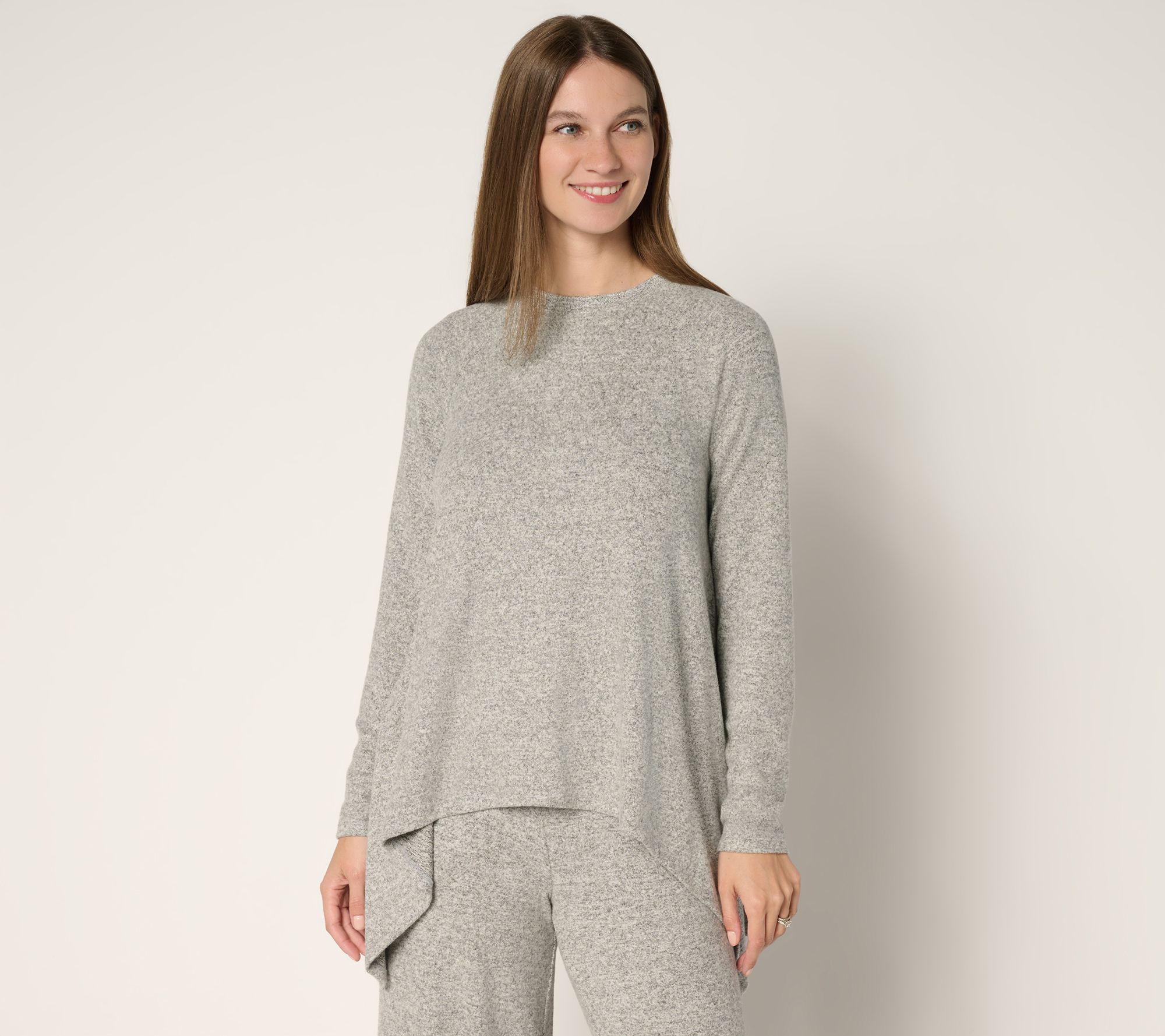 Peace Love World Crew Neck Sharkbite Hem Top