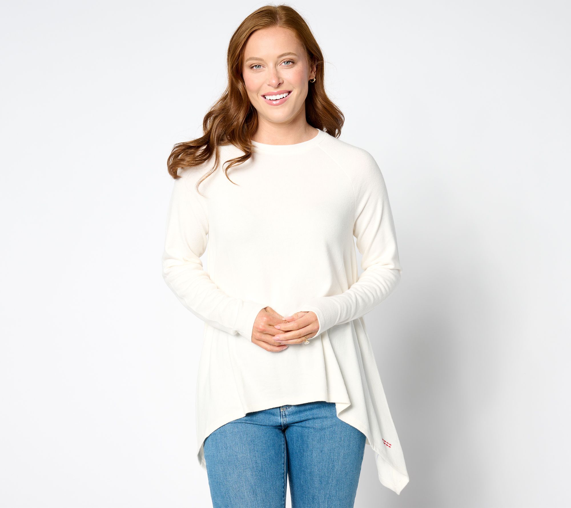 Peace Love World Crew Neck Sharkbite Hem Top