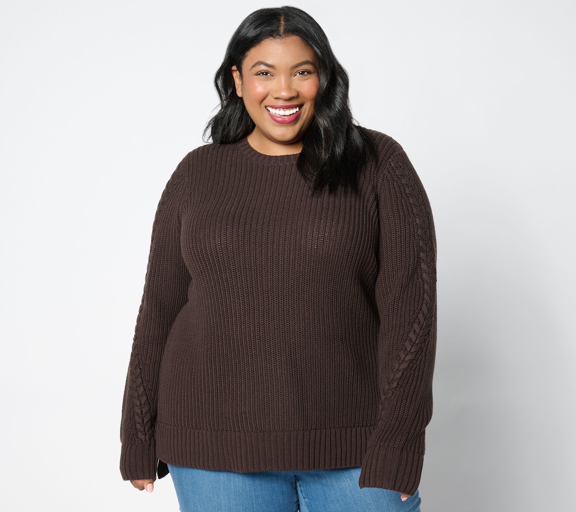 Peace Love World Crew Neck Sweater with Laceup Details
