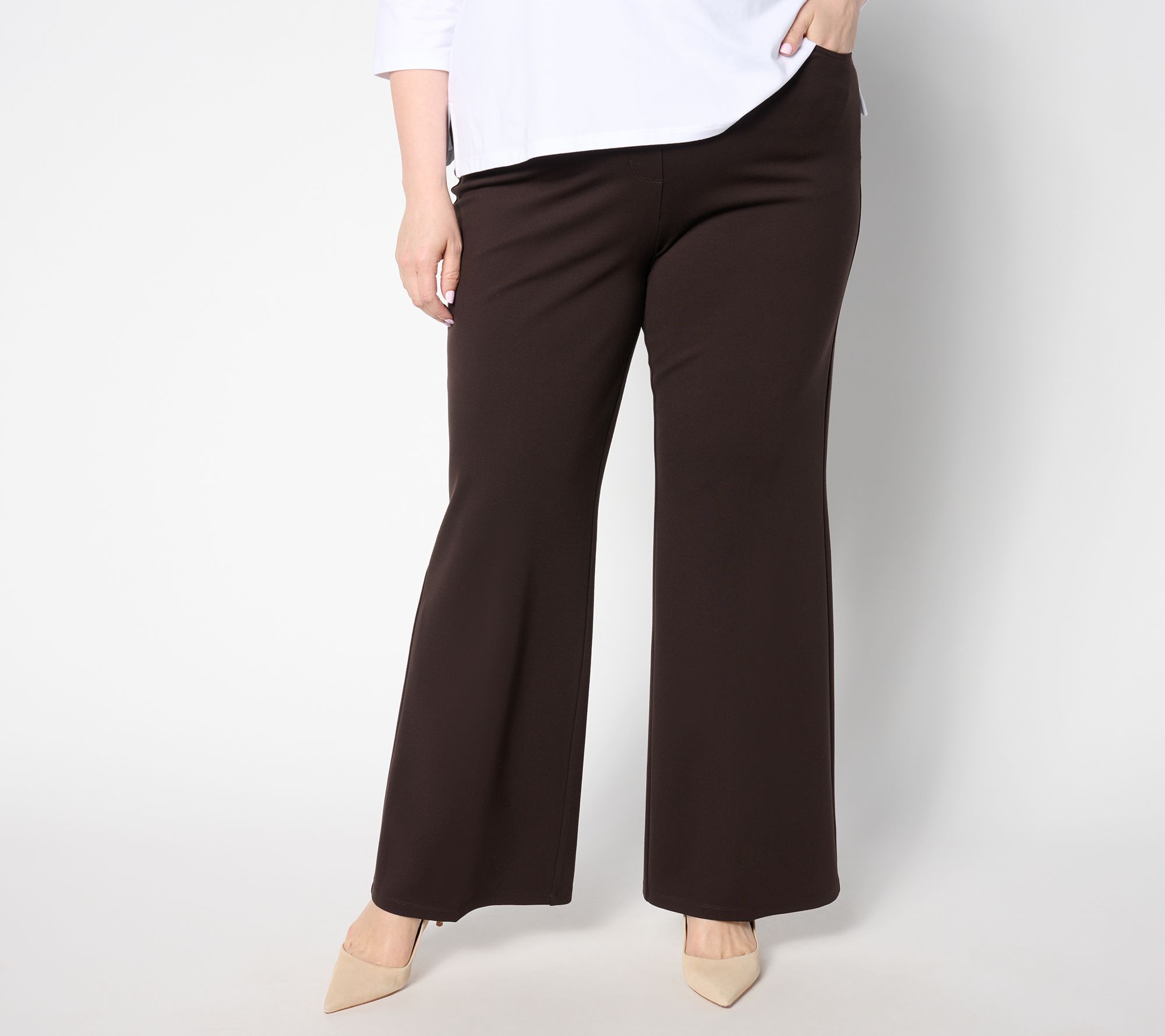 Susan Graver Regular Smart Ponte 350 Boot-Cut Pull-On Pants