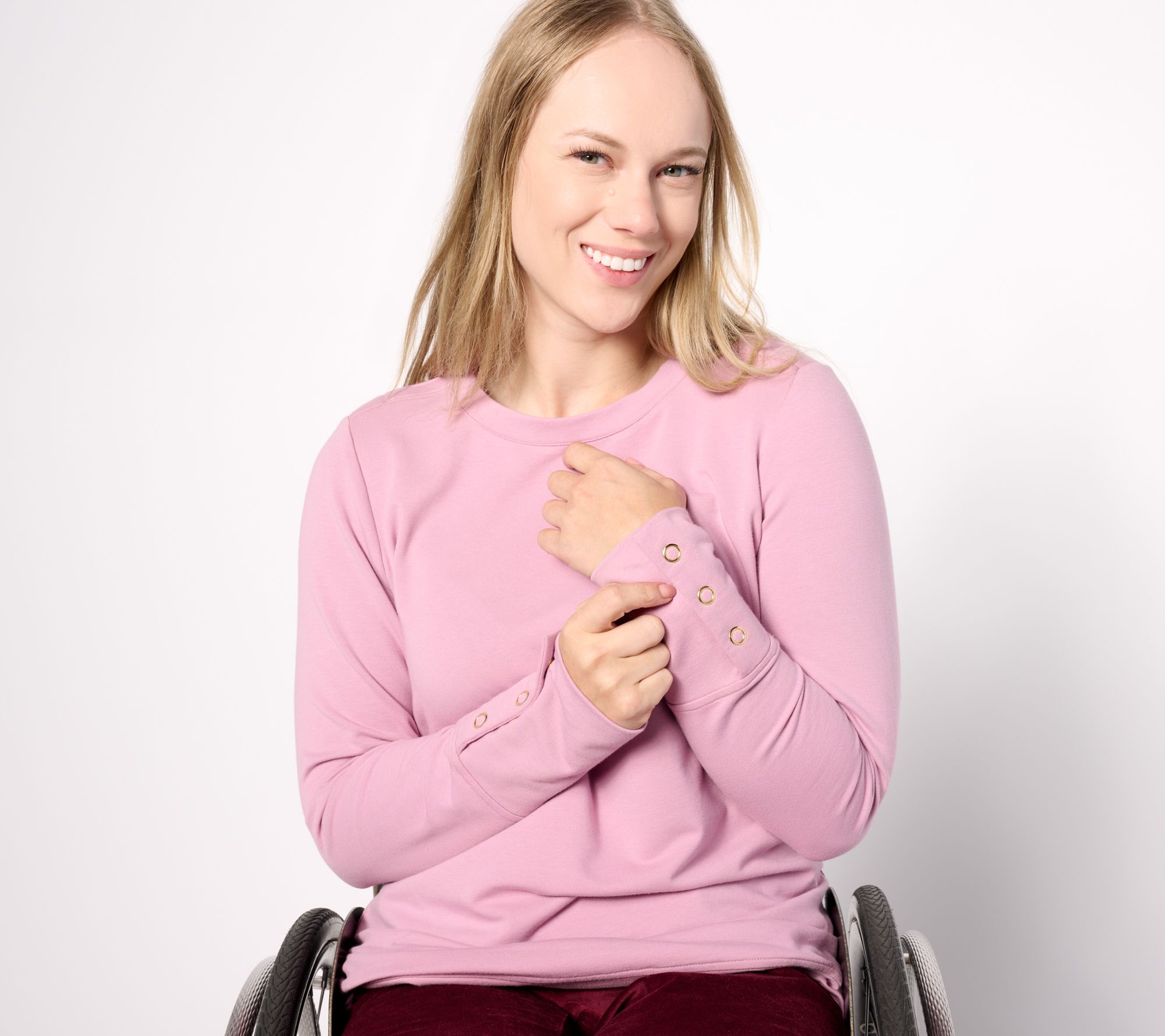 "As Is" Denim & Co. Adaptive Active French Terry Long Sleeve Tunic