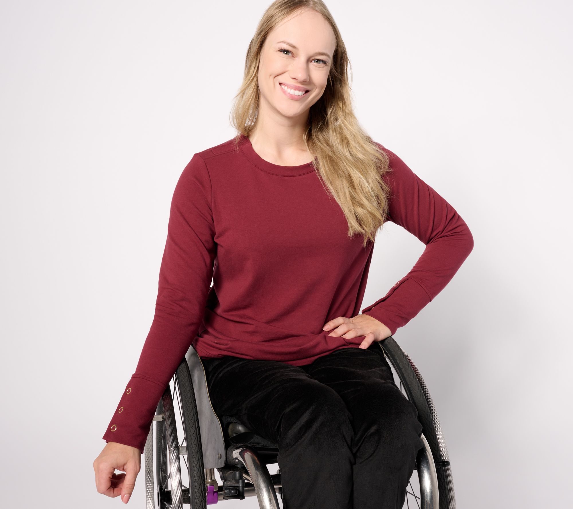 "As Is" Denim & Co. Adaptive Active French Terry Long Sleeve Tunic