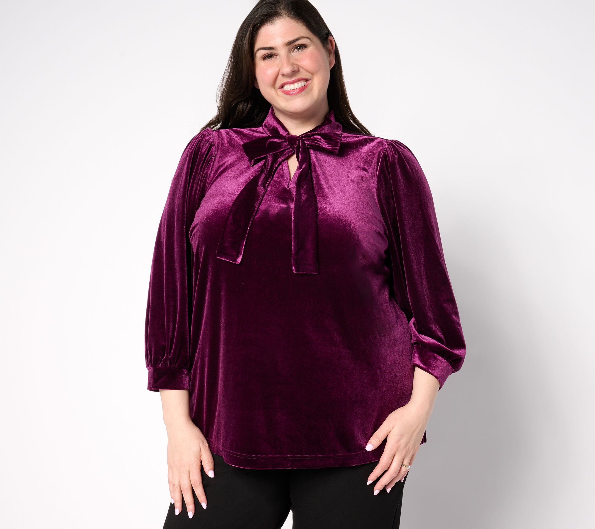 Belle by Kim Gravel Bellevet Tie Front Blouson Sleeve Top