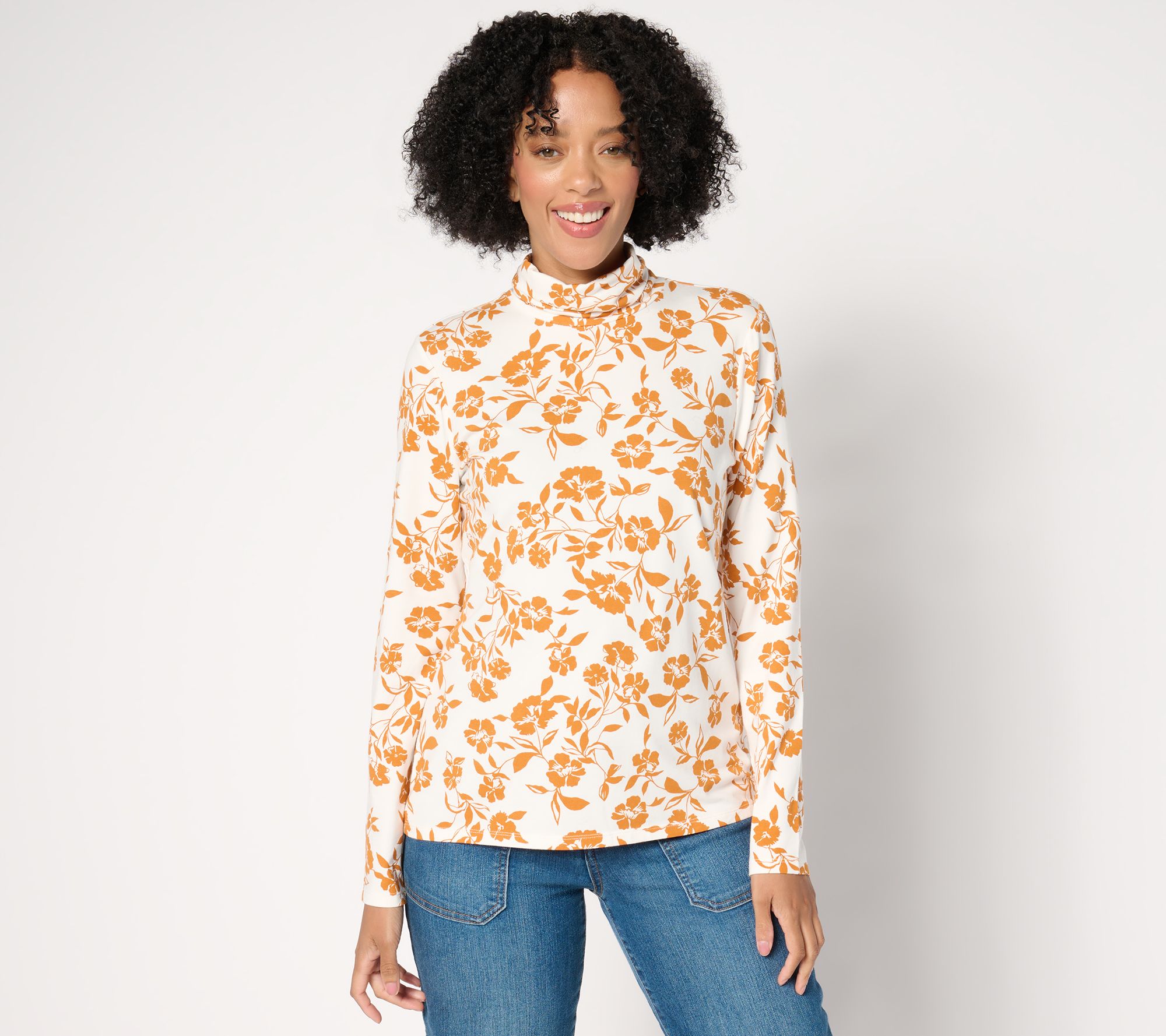 Isaac Mizrahi Live! Printed Long-Sleeve Turtleneck