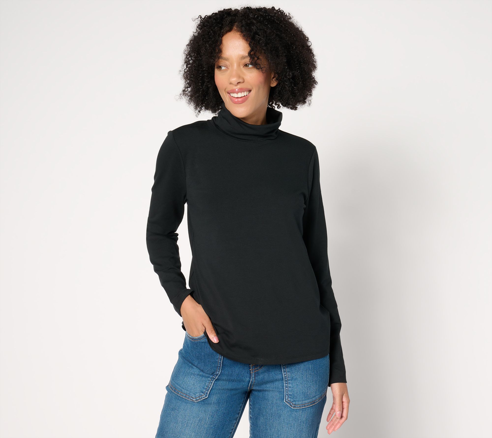 Isaac Mizrahi Live! Printed Long-Sleeve Turtleneck