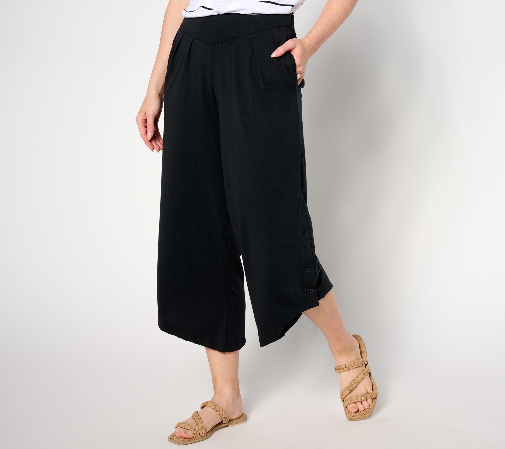 "As Is" AnyBody Lounge Regular Cozy Knit Pleat Wide Leg Pant