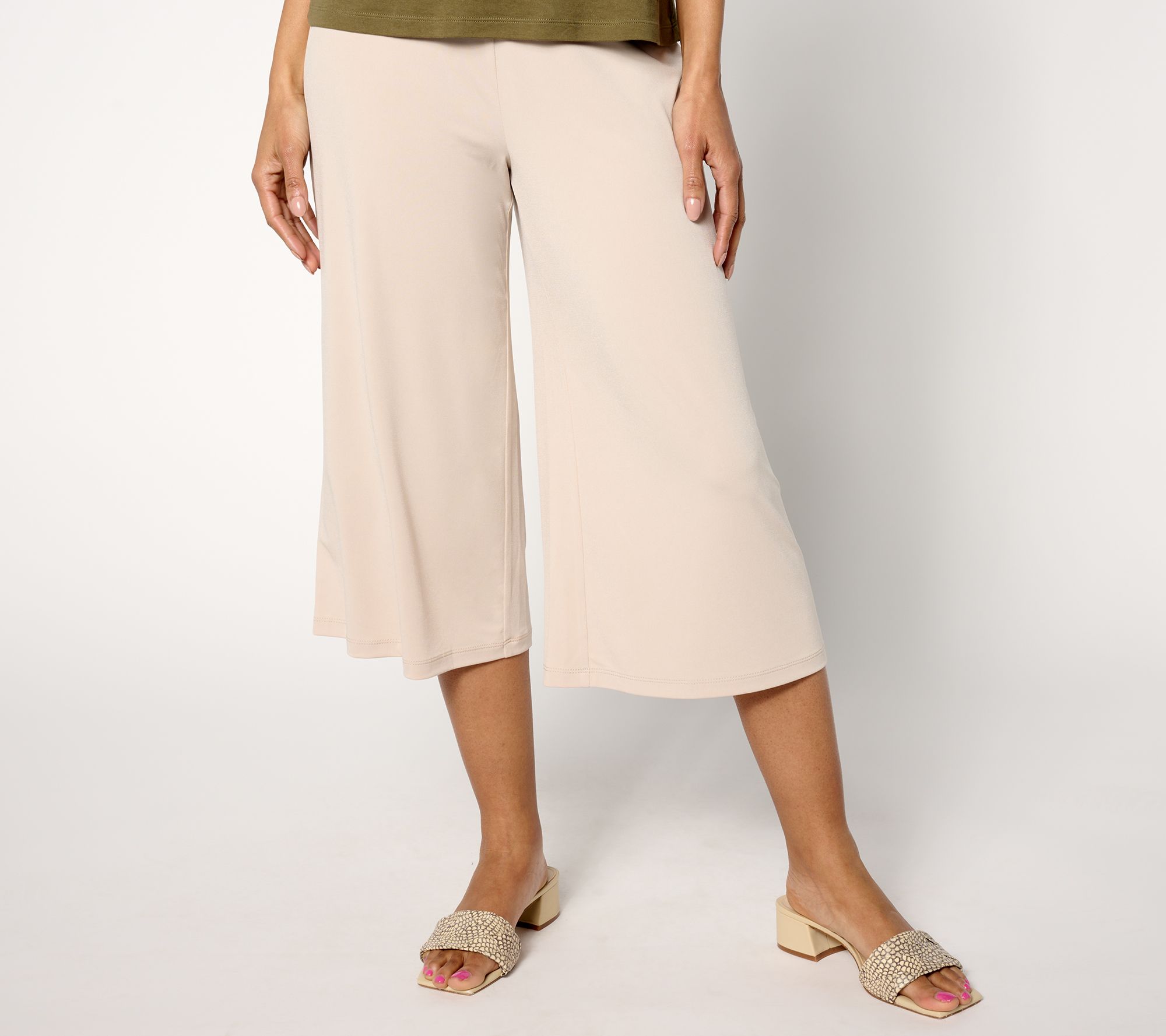 "As Is" Dennis Basso Regular Italia Knit Wide Leg Crop Pant