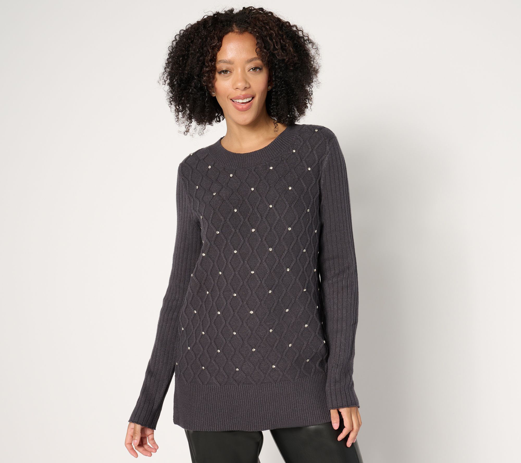 Susan Graver Occasions Petite Embellished Sweater Tunic QVC