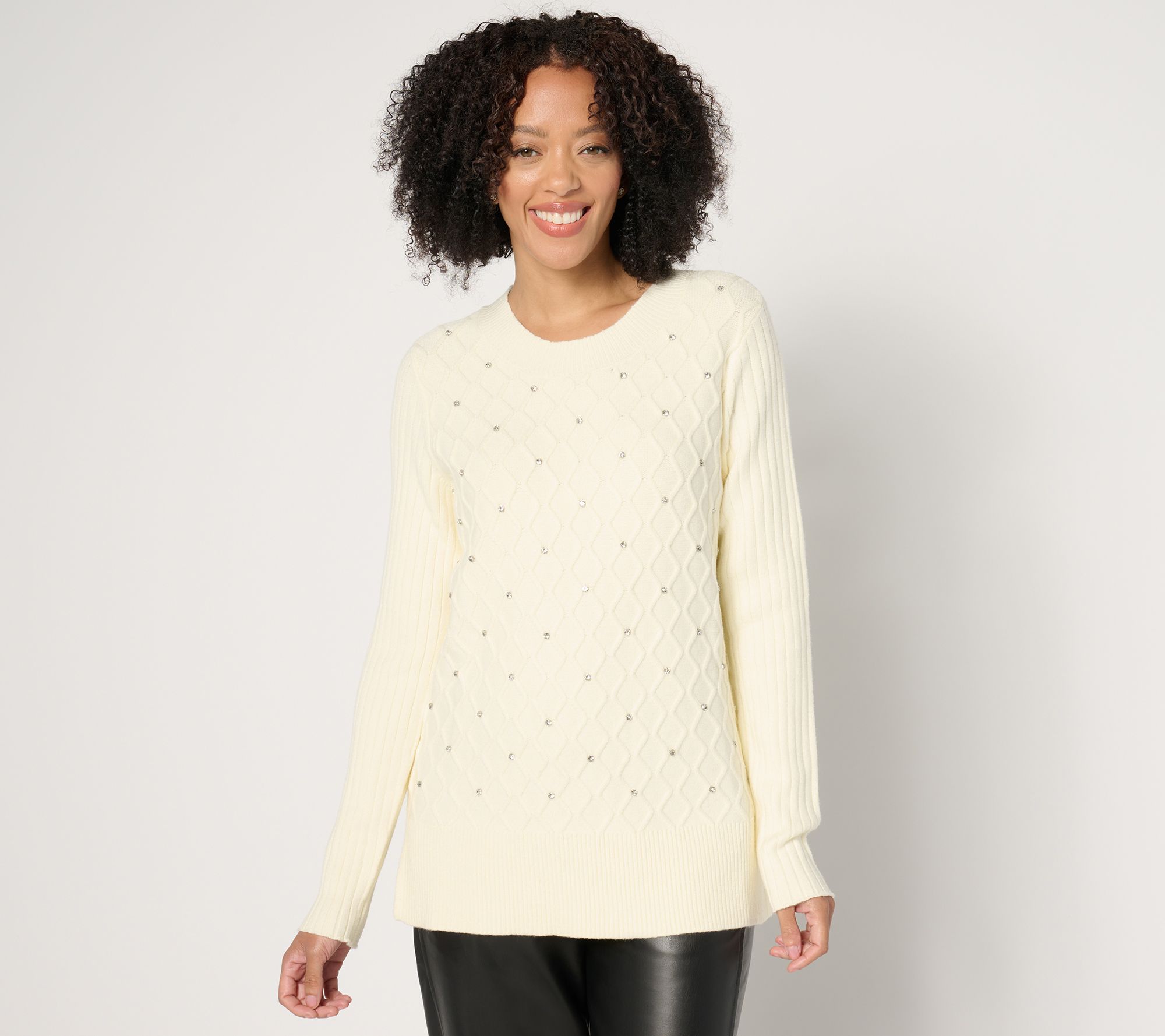 Susan Graver Occasions Petite Embellished Sweater Tunic