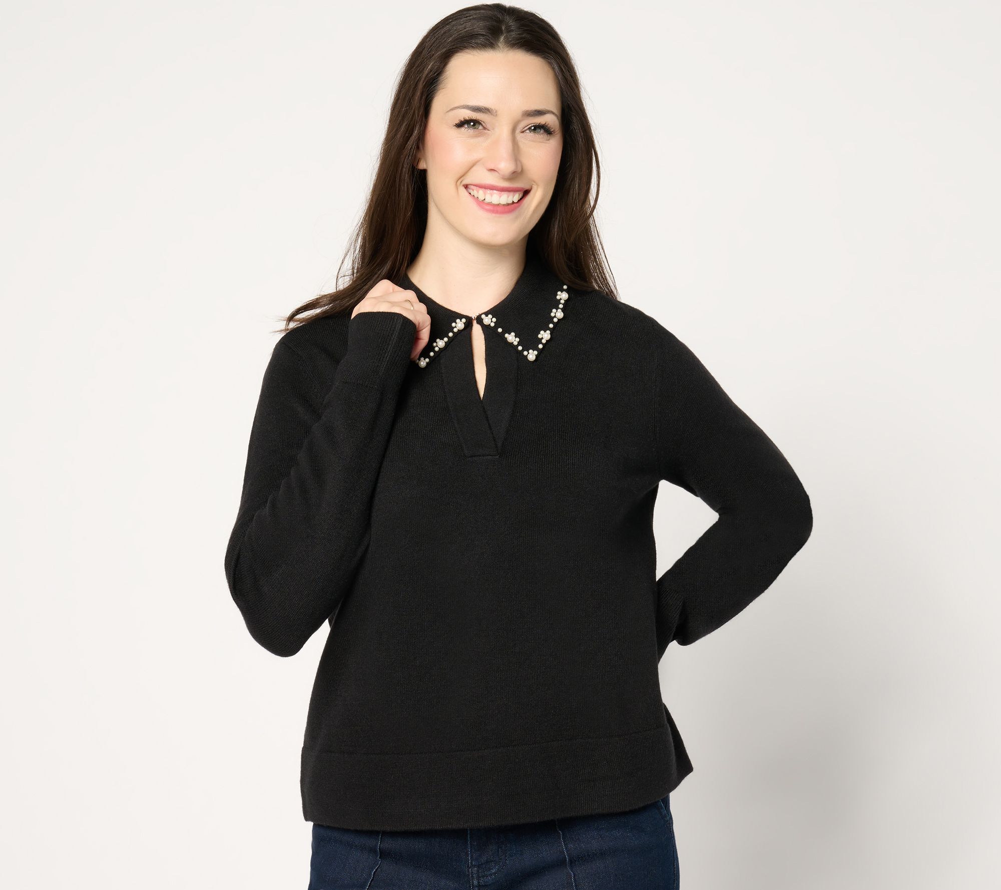 Me by Jennie Garth Sasha Sweater with Pearl Details