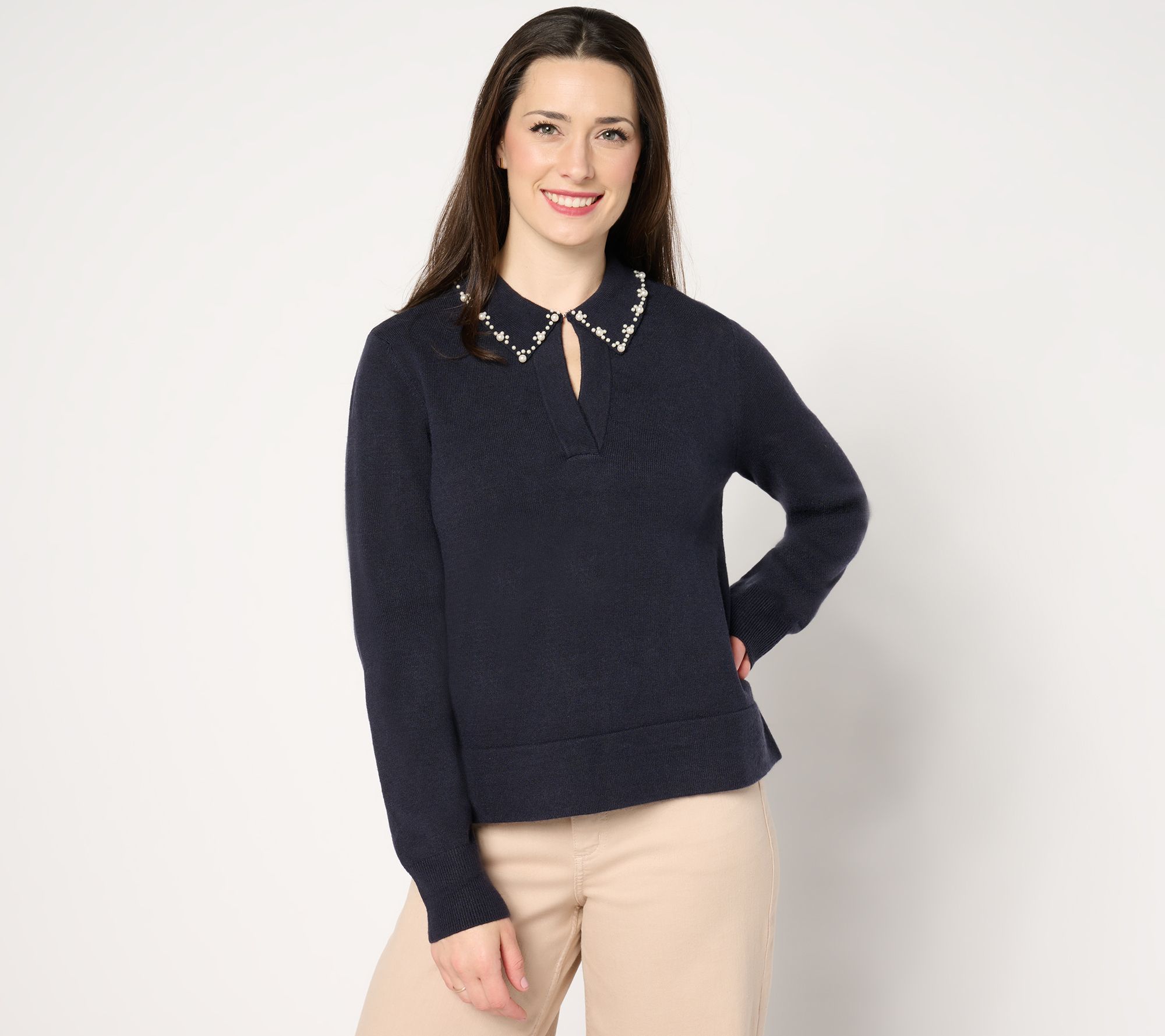 Me by Jennie Garth Sasha Sweater with Pearl Details