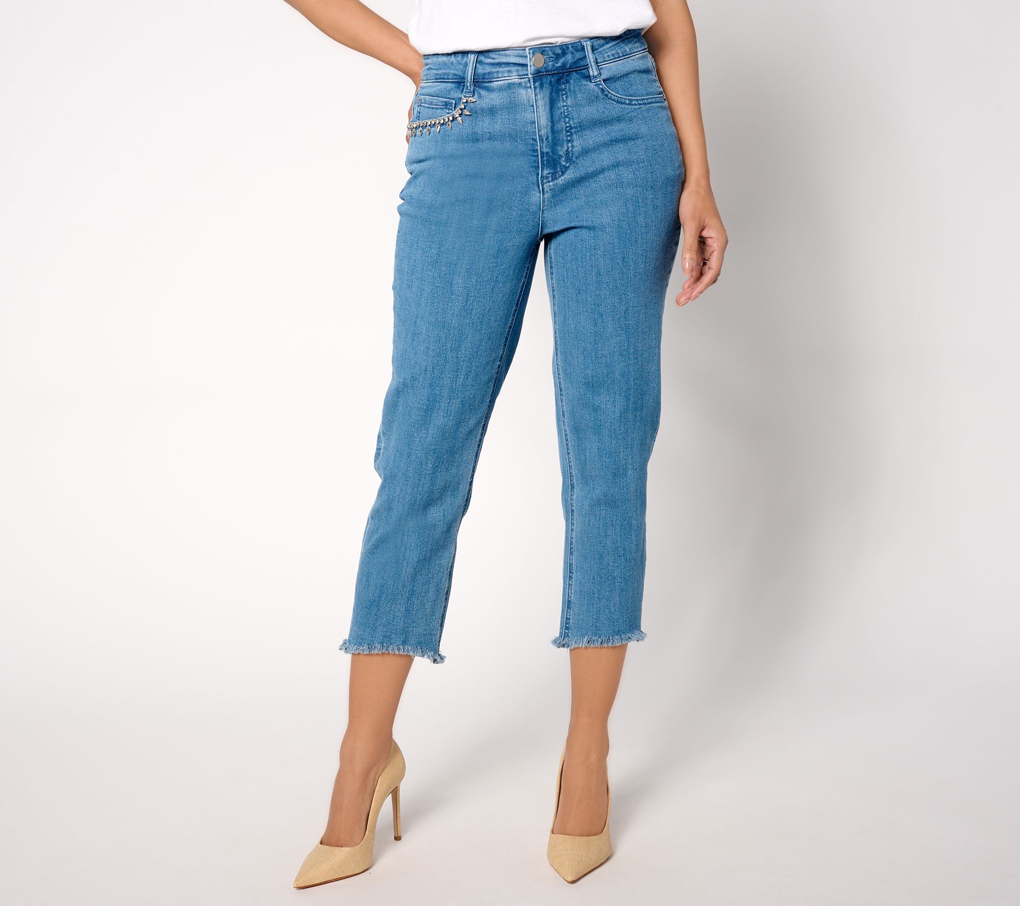 "As Is" Studio Park X Vanessa Herring Regular Embellished Hem Jeans