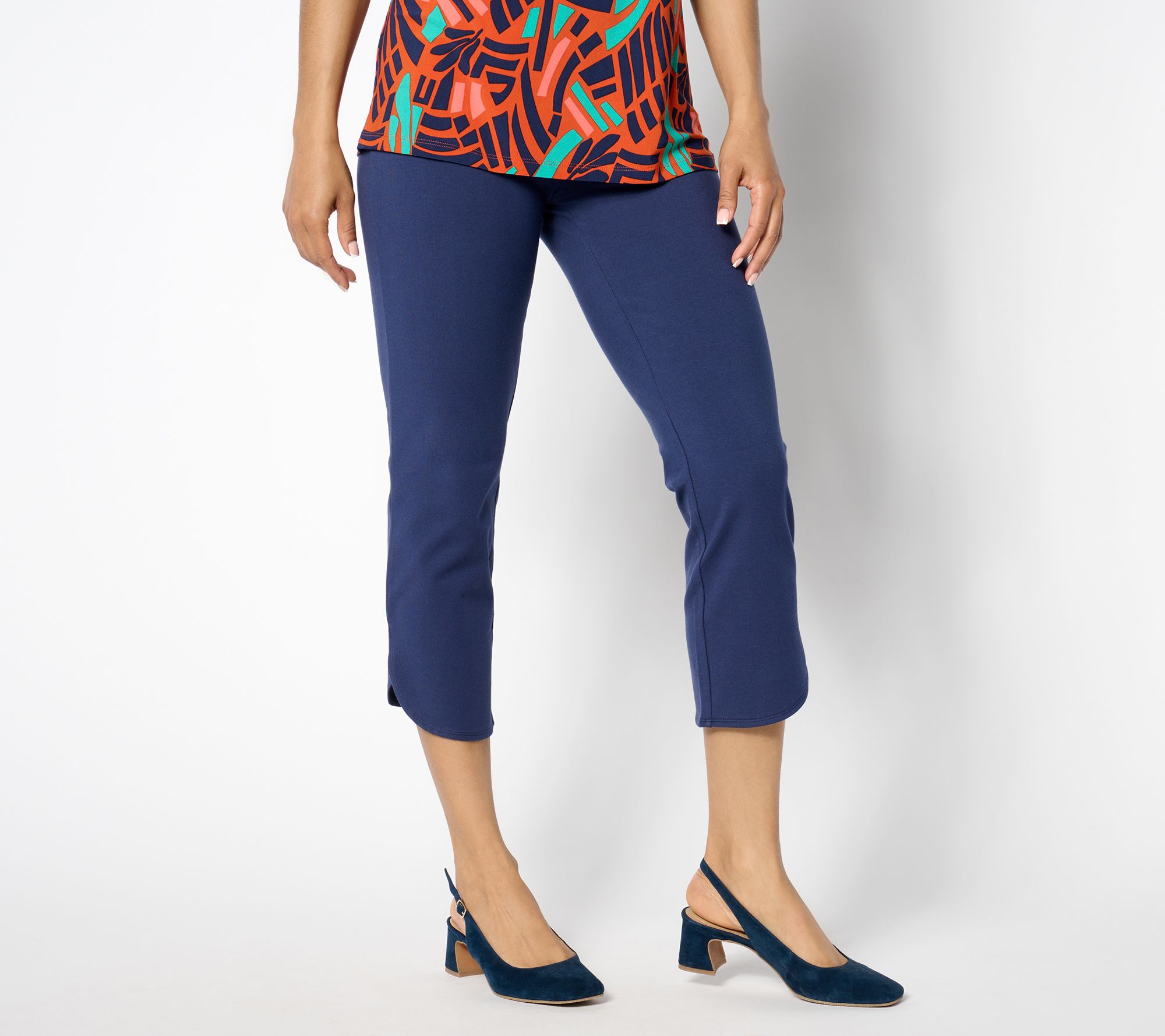 "As Is" Women with Control Regular Tulip Hem Slim Crop Pants