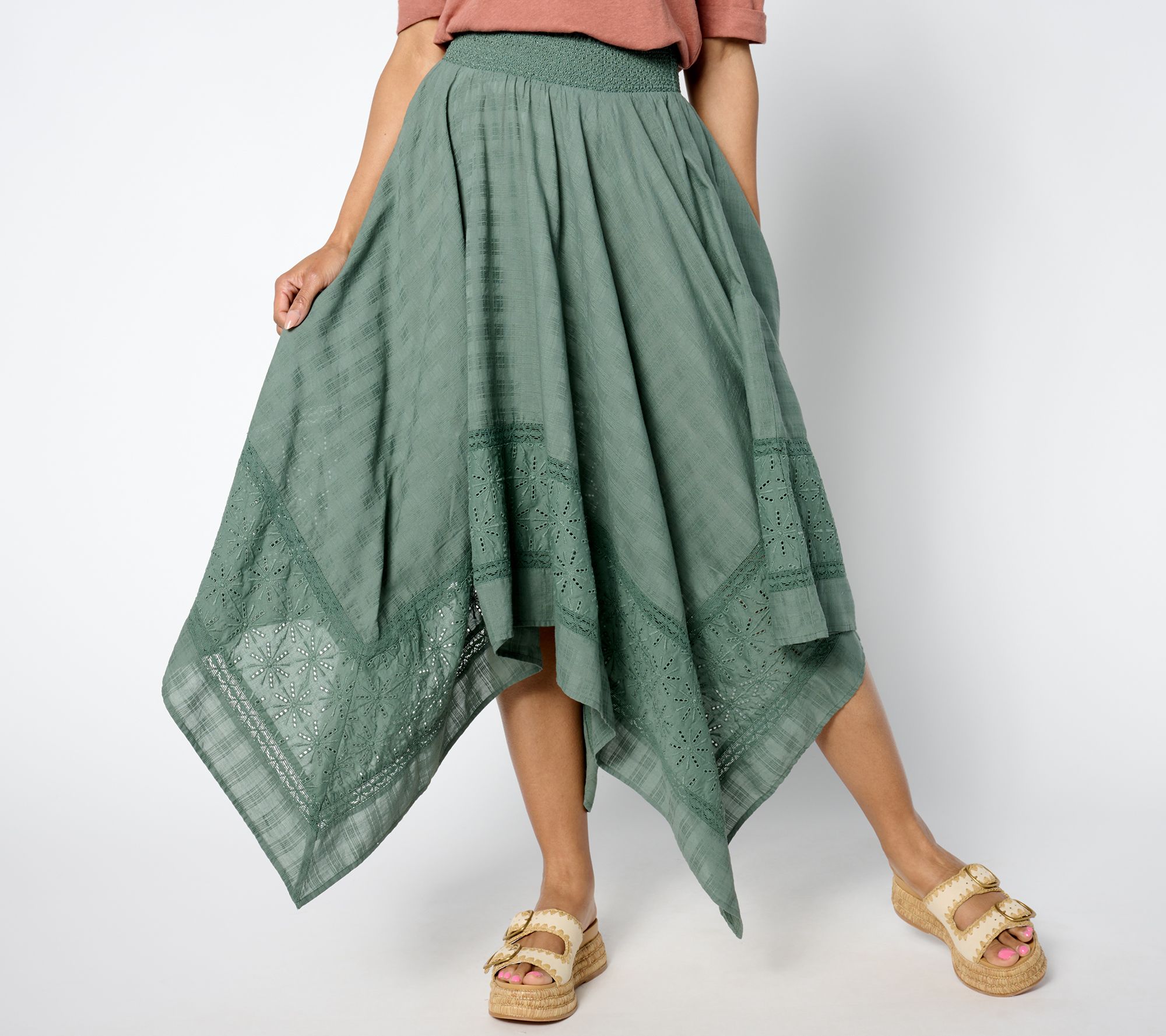"As Is" Destination 365 Petite Handkerchief Hem Midi Skirt