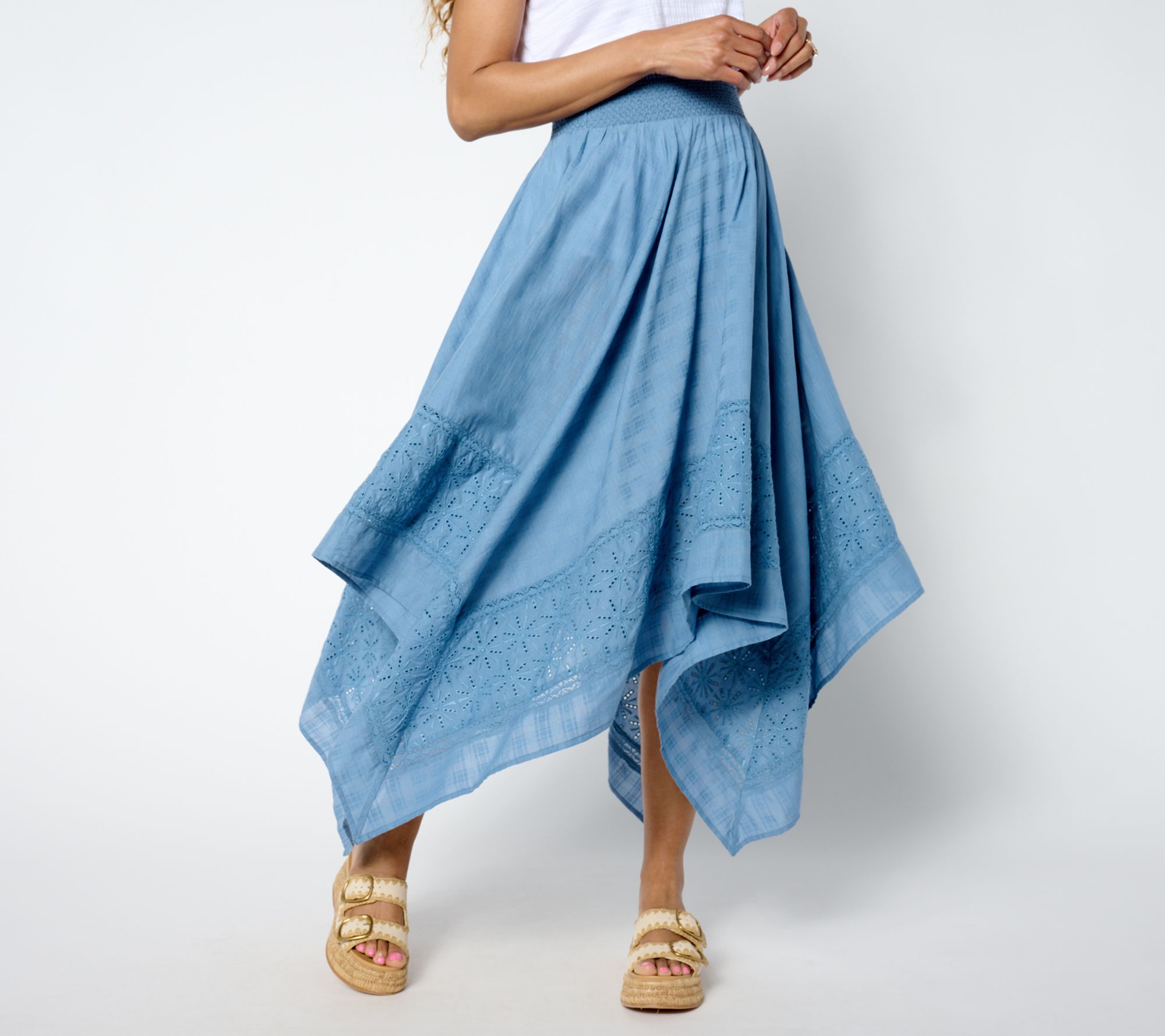 "As Is" Destination 365 Petite Handkerchief Hem Midi Skirt