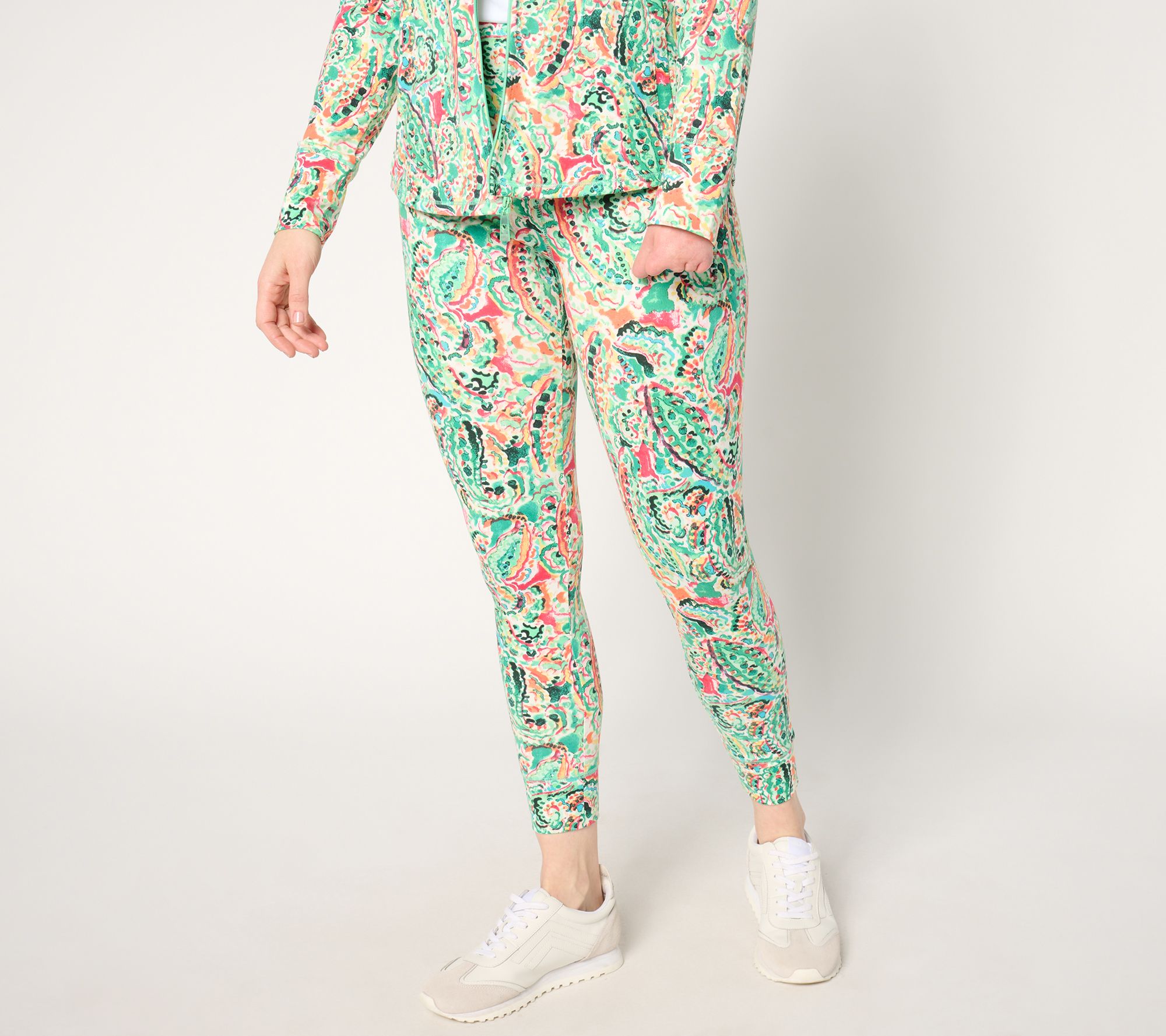 Belle Body by Kim Gravel Petite Water Paisley Ankle Athletic Jogger