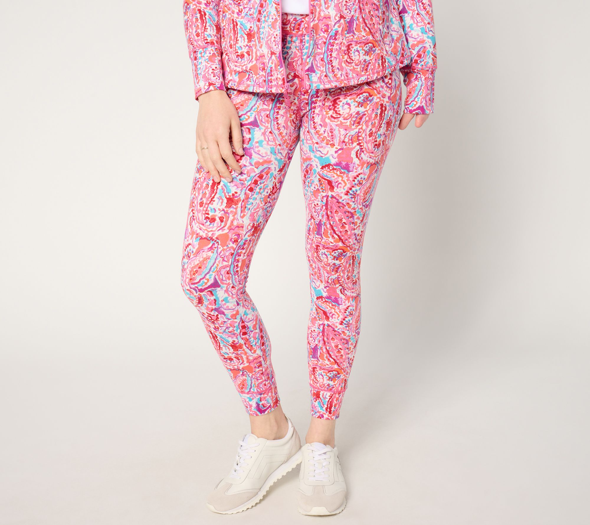 Belle Body by Kim Gravel Petite Water Paisley Ankle Athletic Jogger