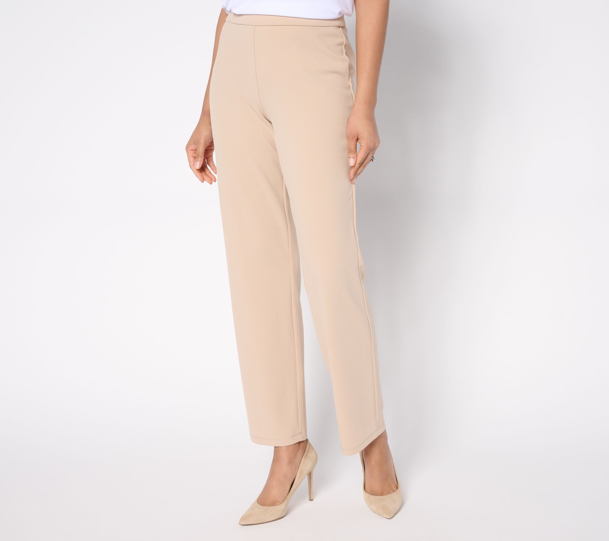 Dennis Basso Petite Straight Leg Luxe Crepe Pant