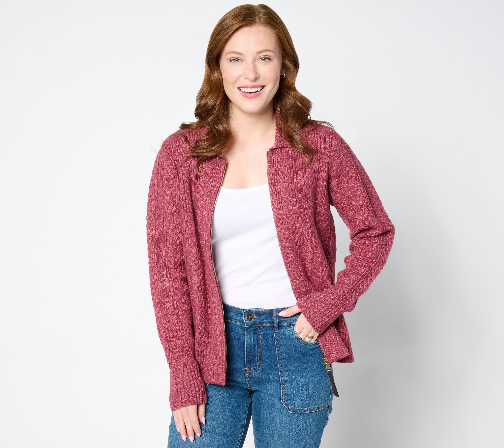 "As Is" LOGO Life by Lori Goldstein Zip Up Sweater