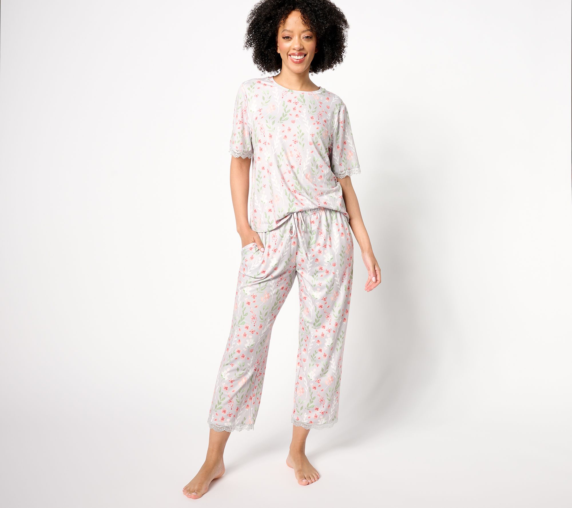 Berkshire Homewear Silky Smooth & Lace Capri Pajama Set
