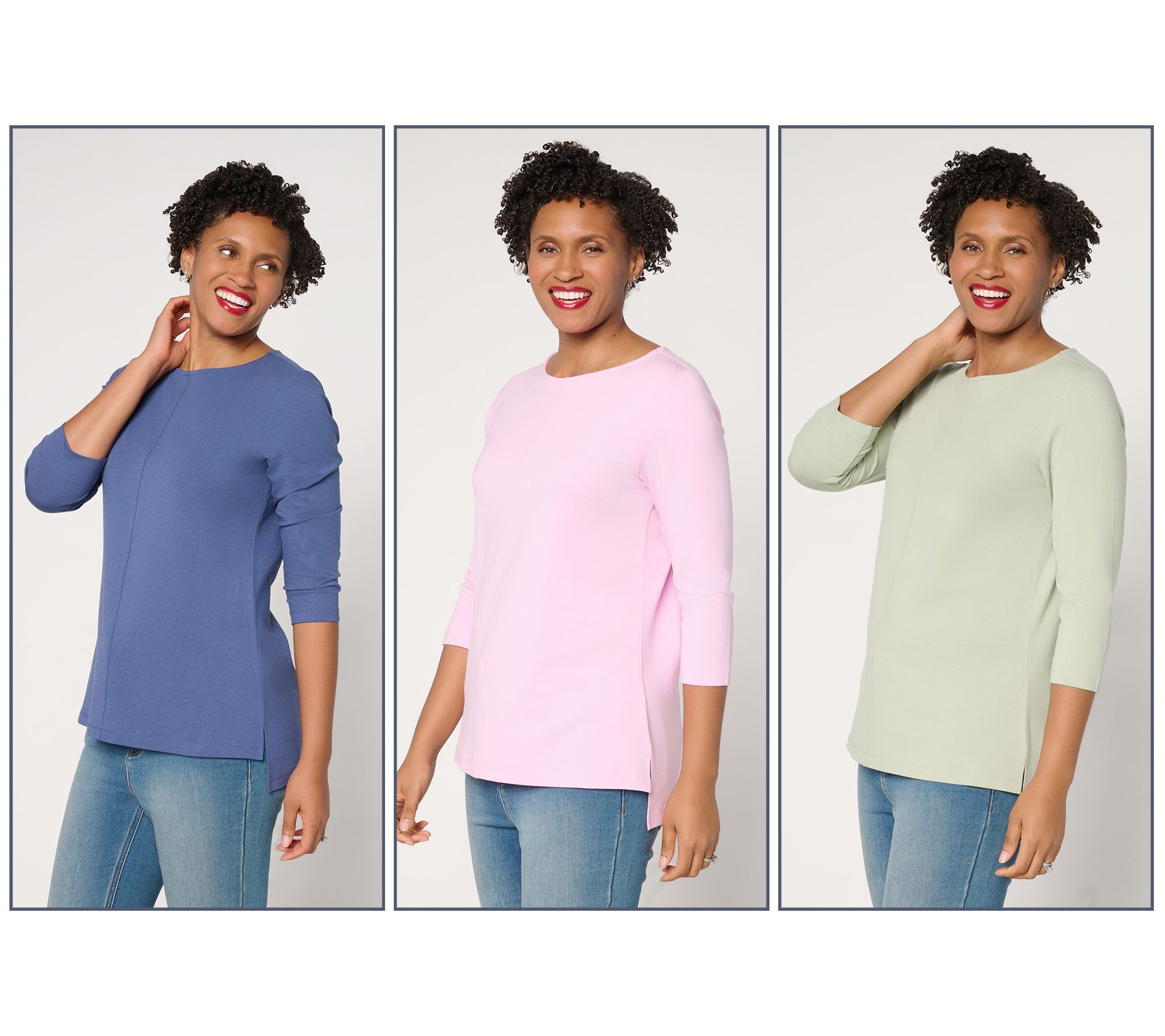 Denim & Co. Essentials So Soft Jersey 3-Pack Boat Neck Tops