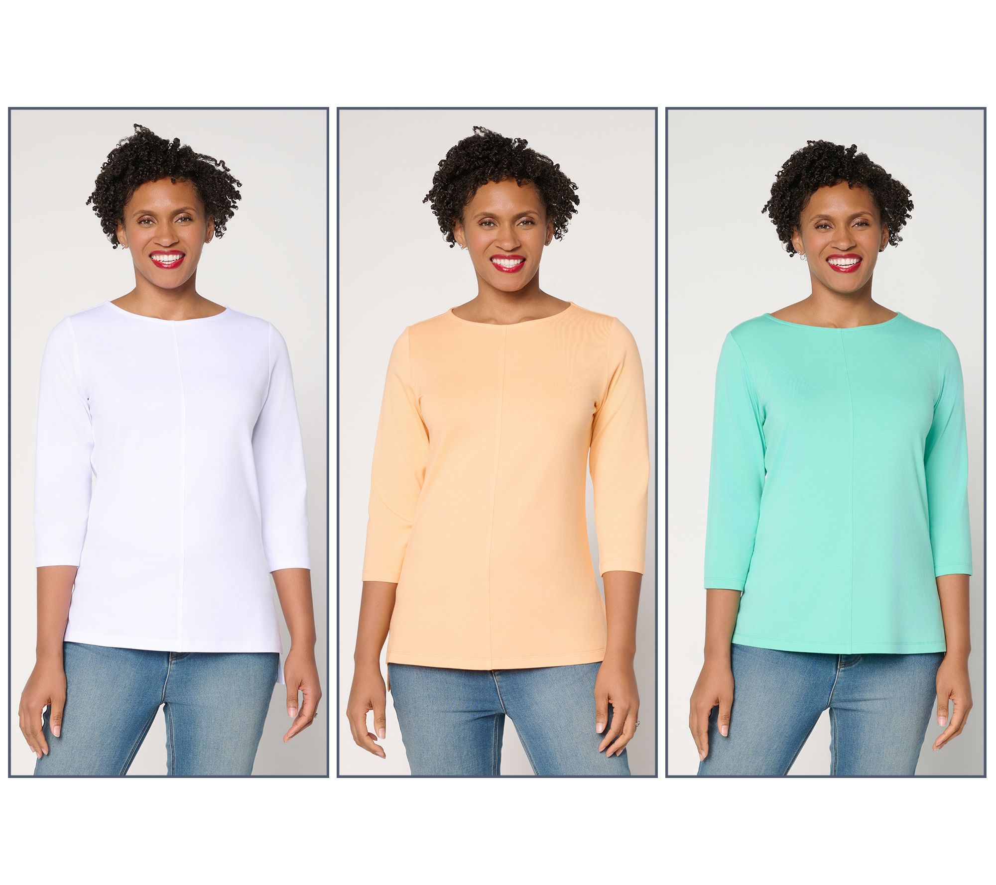 Denim & Co. Essentials So Soft Jersey 3-Pack Boat Neck Tops