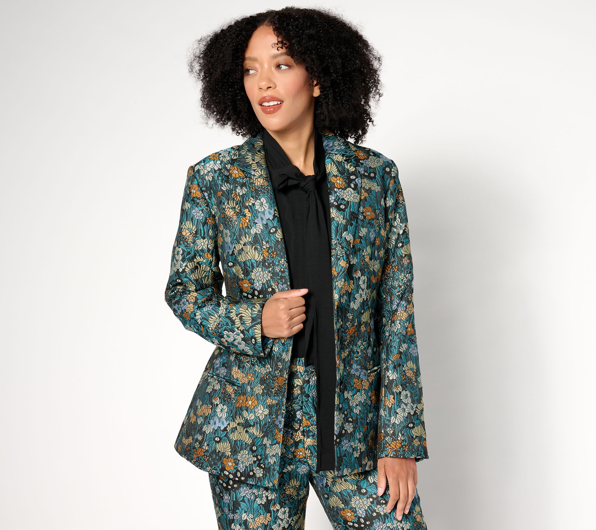 "As Is" by Stacy London Floral Brocade Blazer