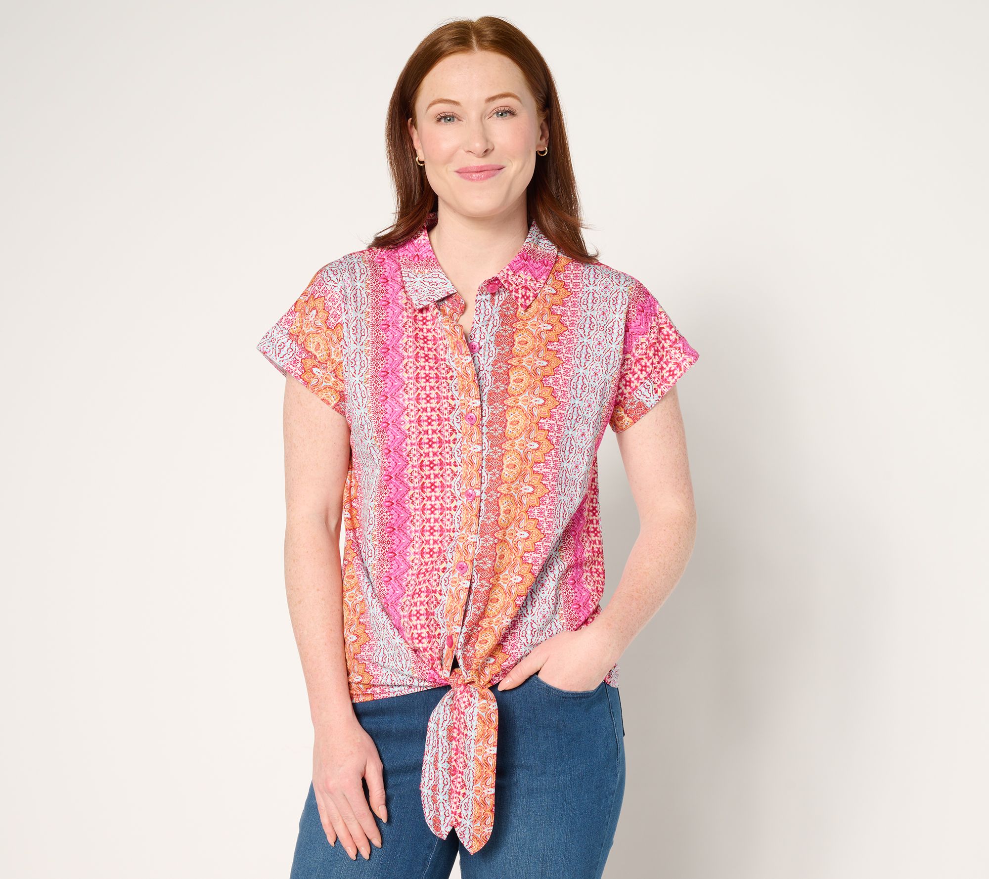 Belle Beach by Kim Gravel Cabana Knit Boho Beach Camp Shirt