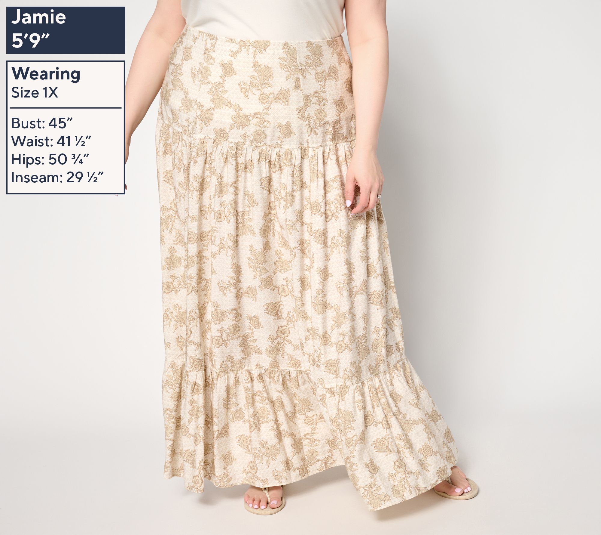 Peace Love World Boheme Petite Printed Tiered Maxi Skirt
