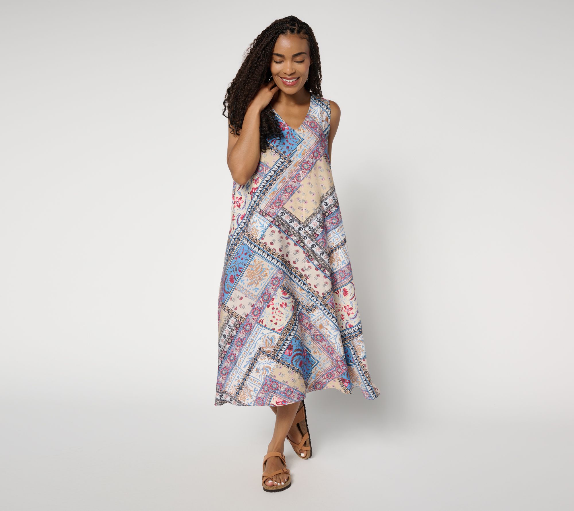 Susan Graver Passport Petite Dolce Textured Woven Midi Dress