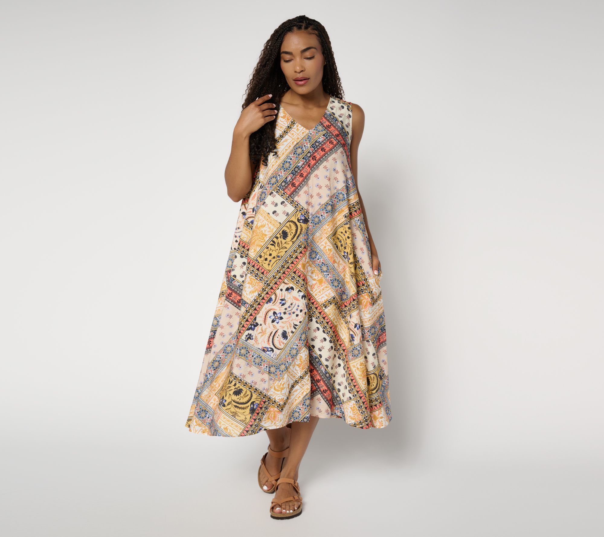 Susan Graver Passport Petite Dolce Textured Woven Midi Dress