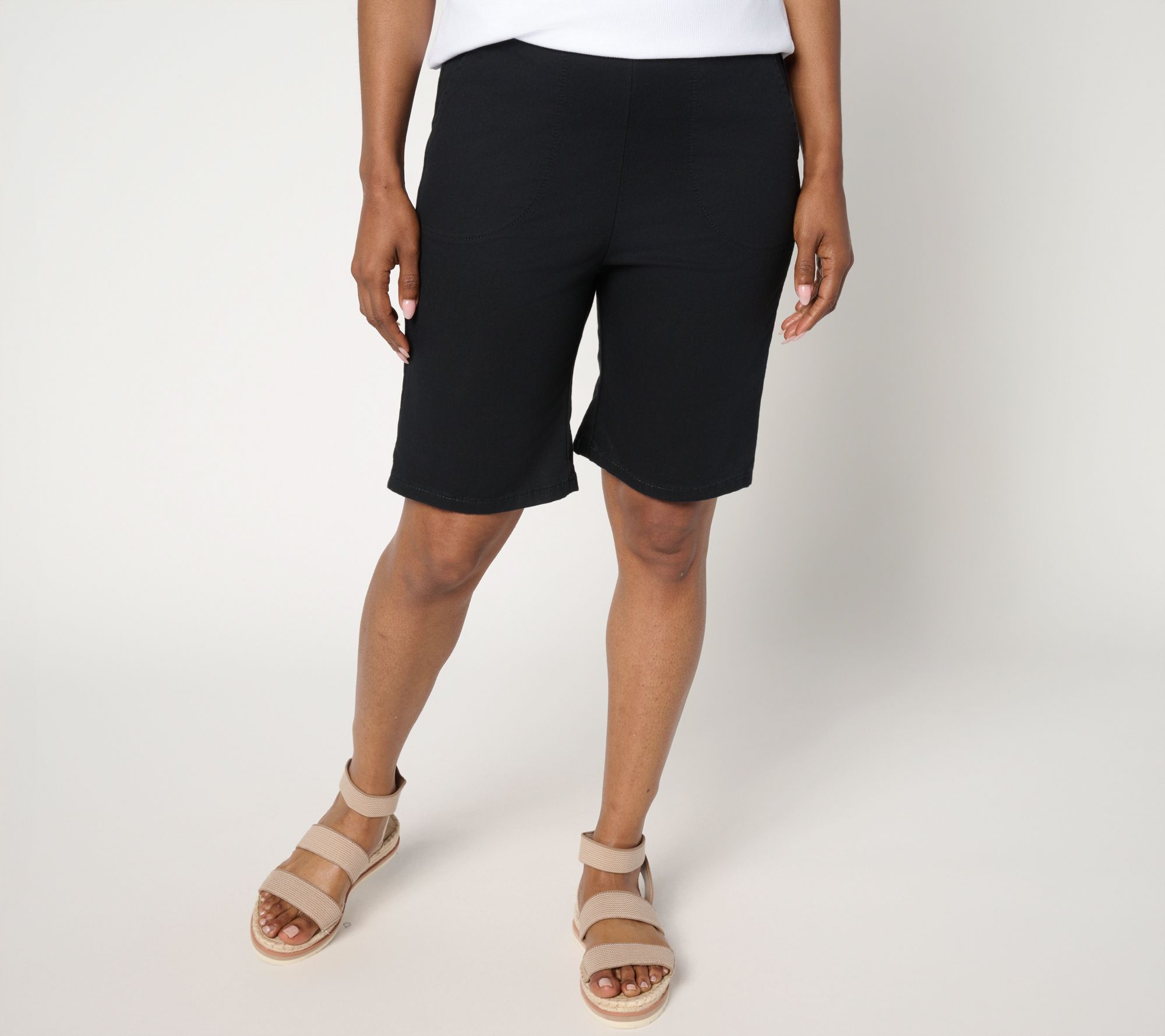 Denim & Co. Regular Color Flat Front Side Pocket Short