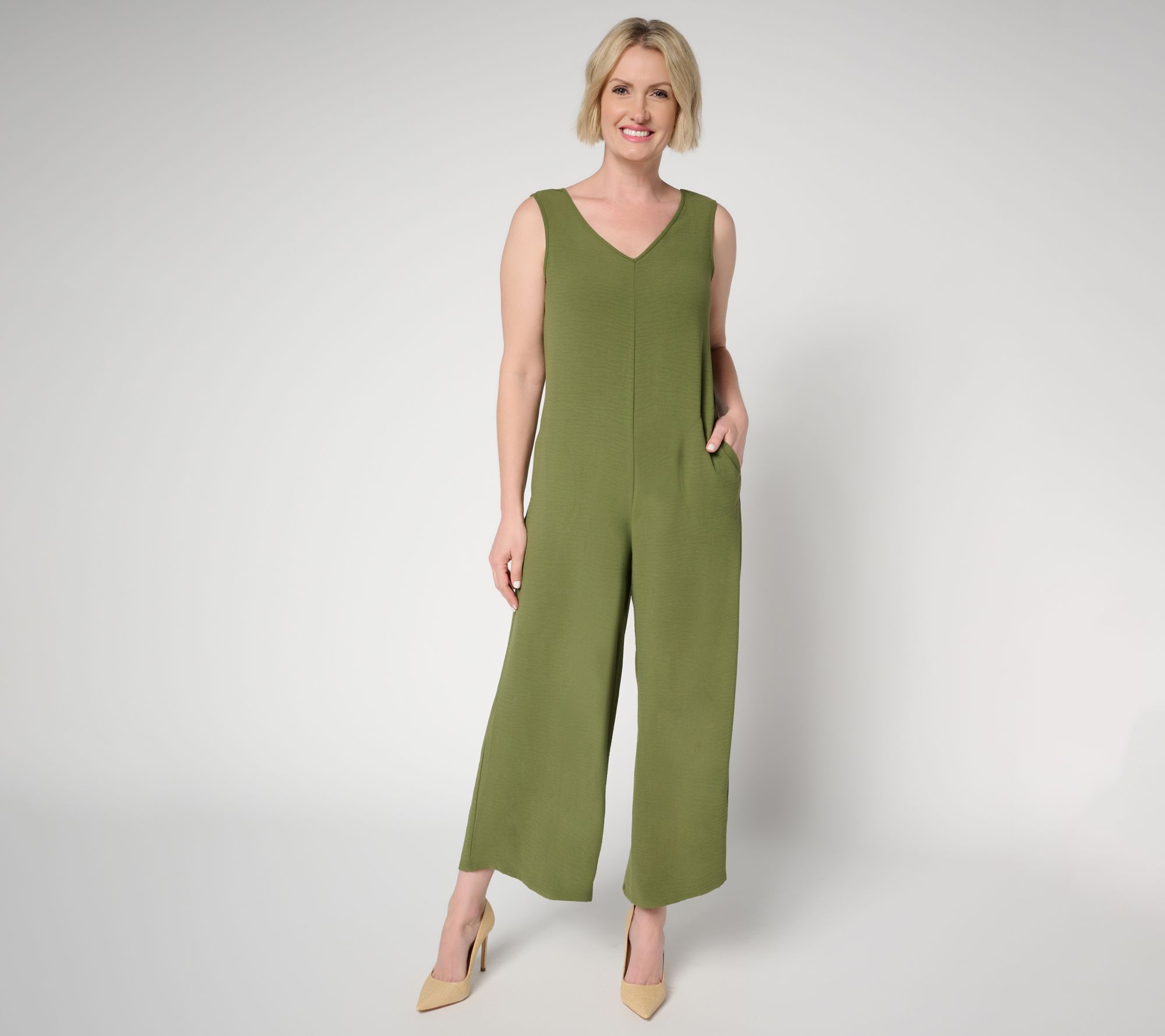 Attitudes by Renee Regular Textured Woven Sleevless Jumpsuit