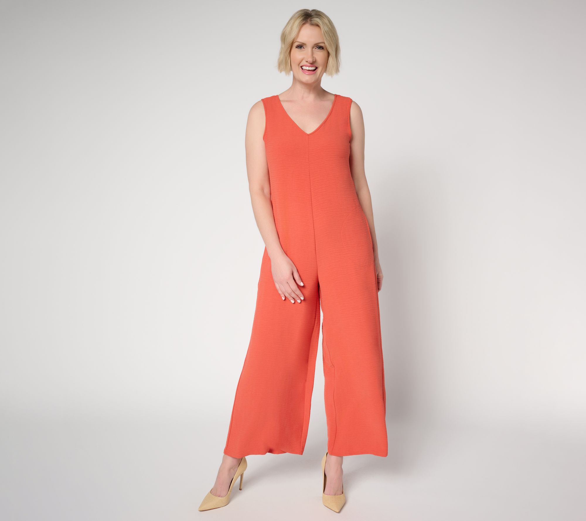 Attitudes by Renee Regular Textured Woven Sleevless Jumpsuit