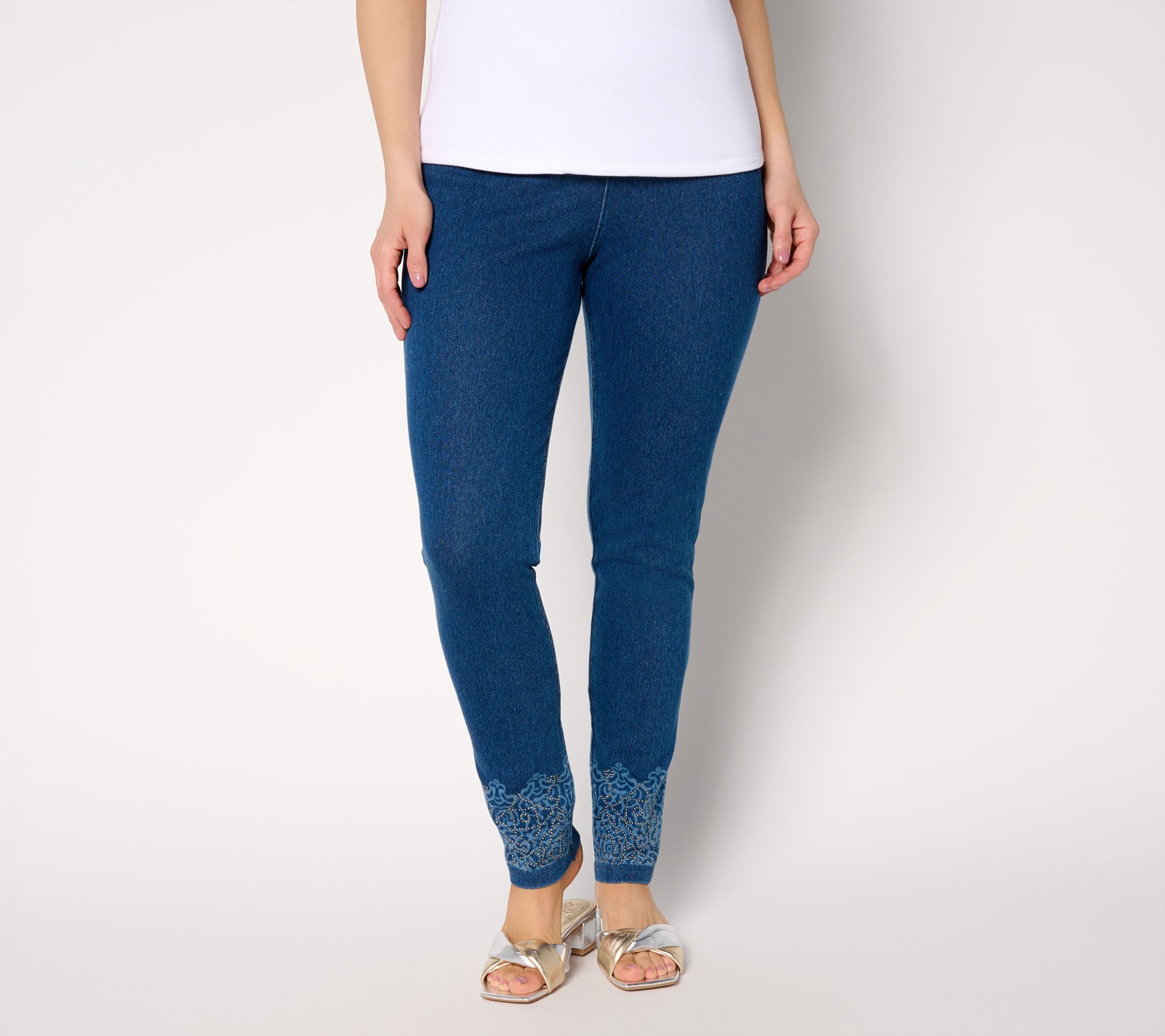 Women with Control Tummy Control Prime Stretch Denim Jeans w/ Studs