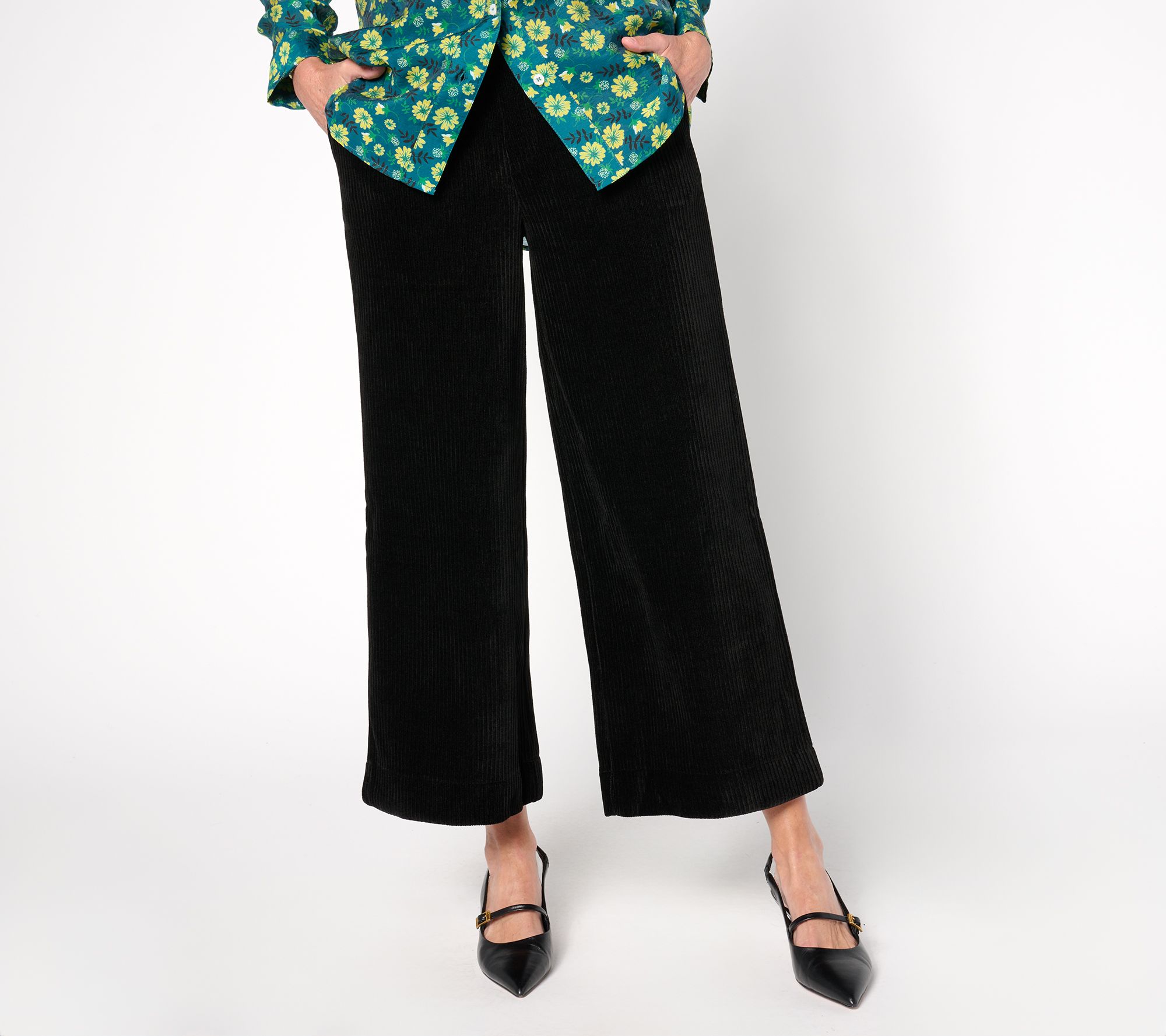 "As Is" by Stacy London Reg Stretch Corduroy Wide Leg Pant