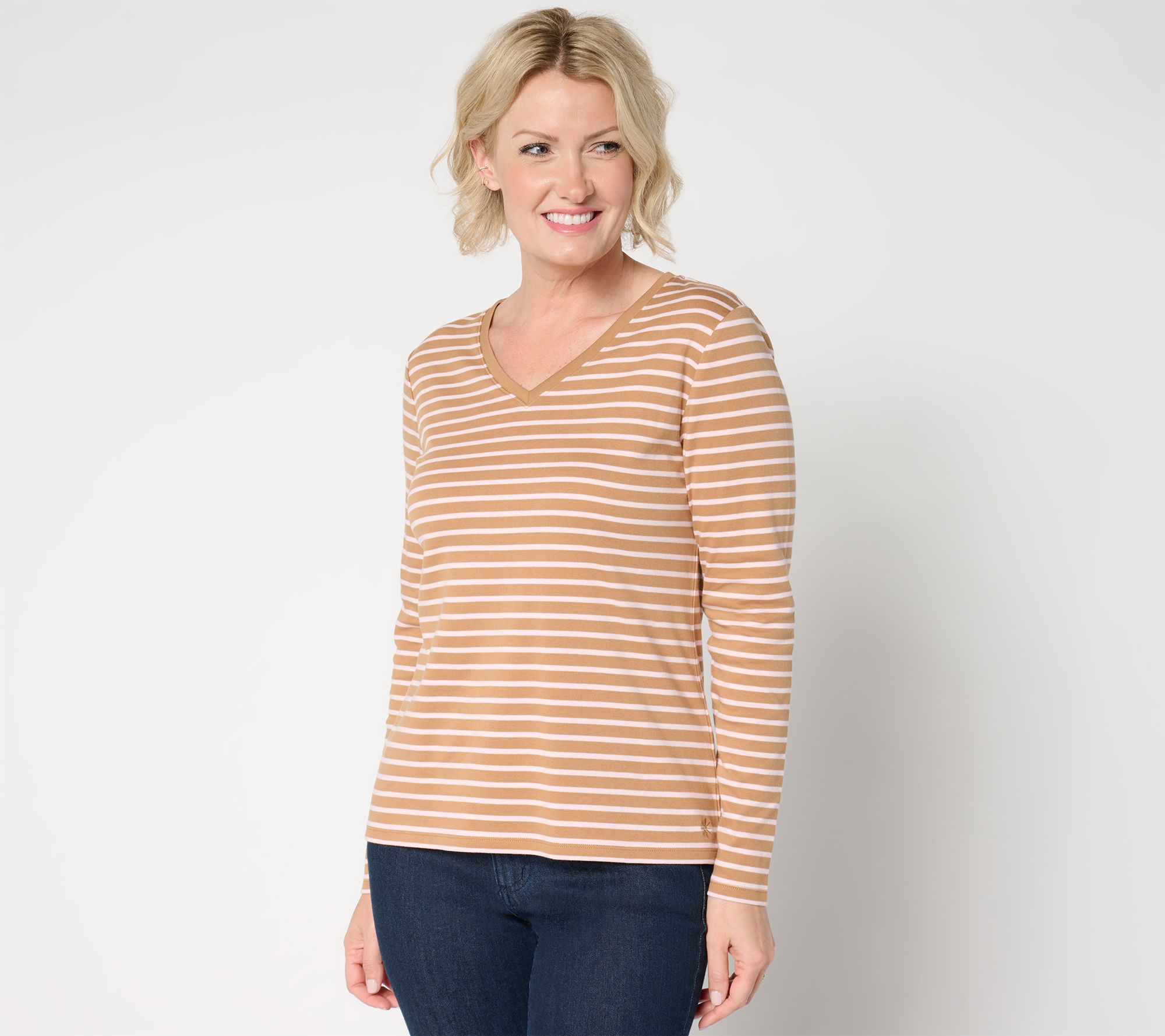 "As Is" Isaac Mizrahi Live! Essentials Pima Cotton Striped Top