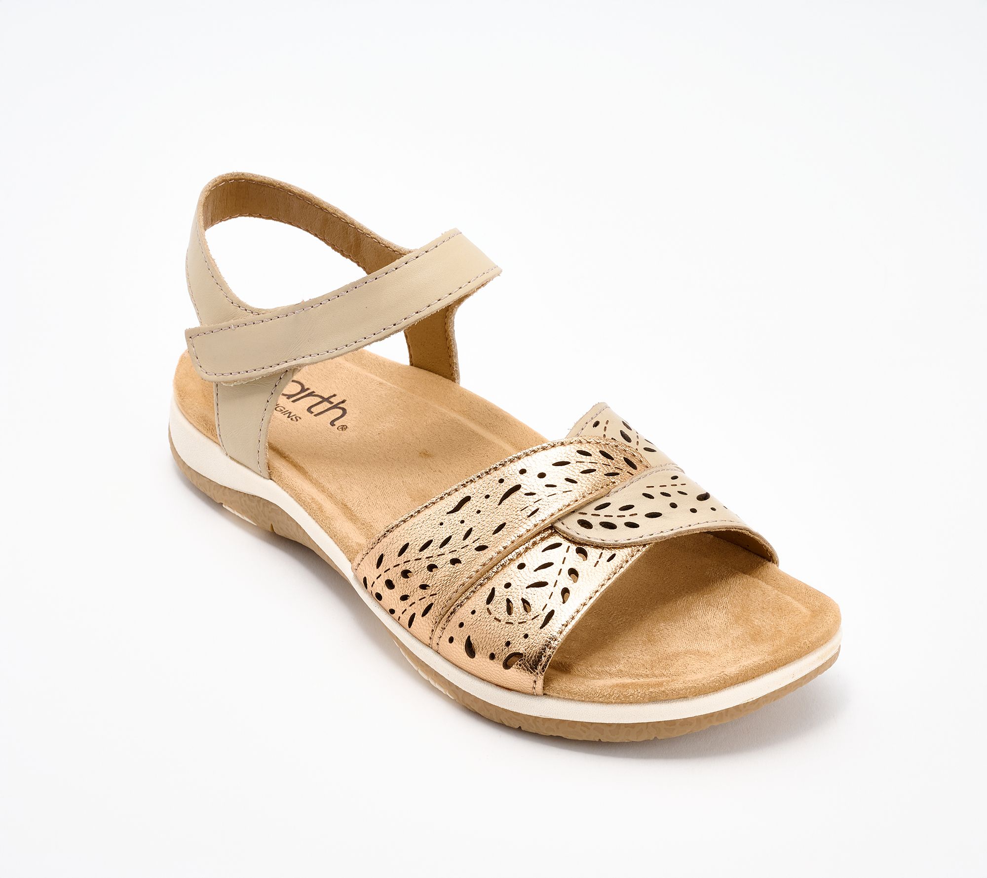 Earth Leather Adjustable Perforated Twist Sandals - Sylo